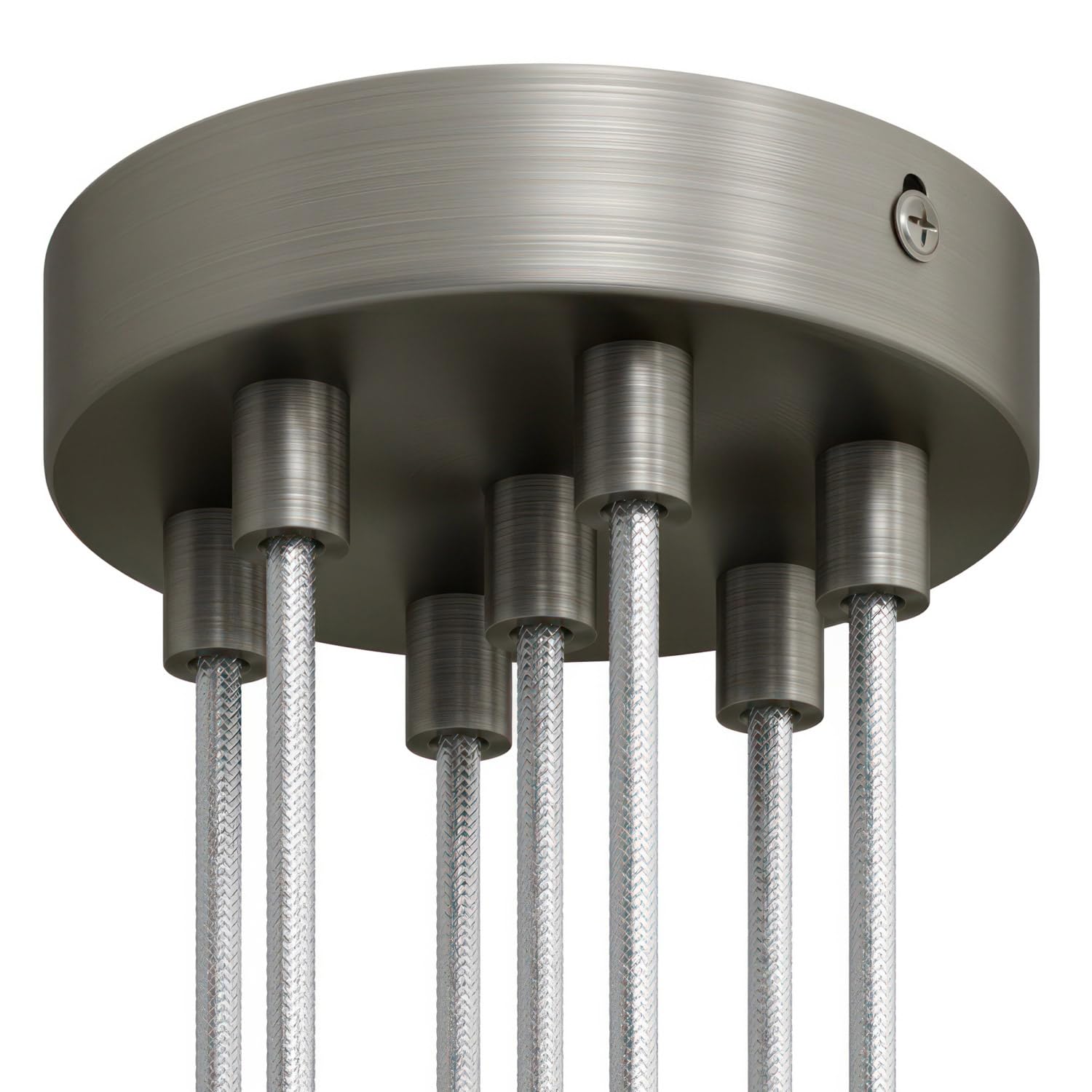 creative cables - Zylindrischer 7-Loch-Lampenbaldachin Kit aus Metall - Zylindrisch, Titan satiniert