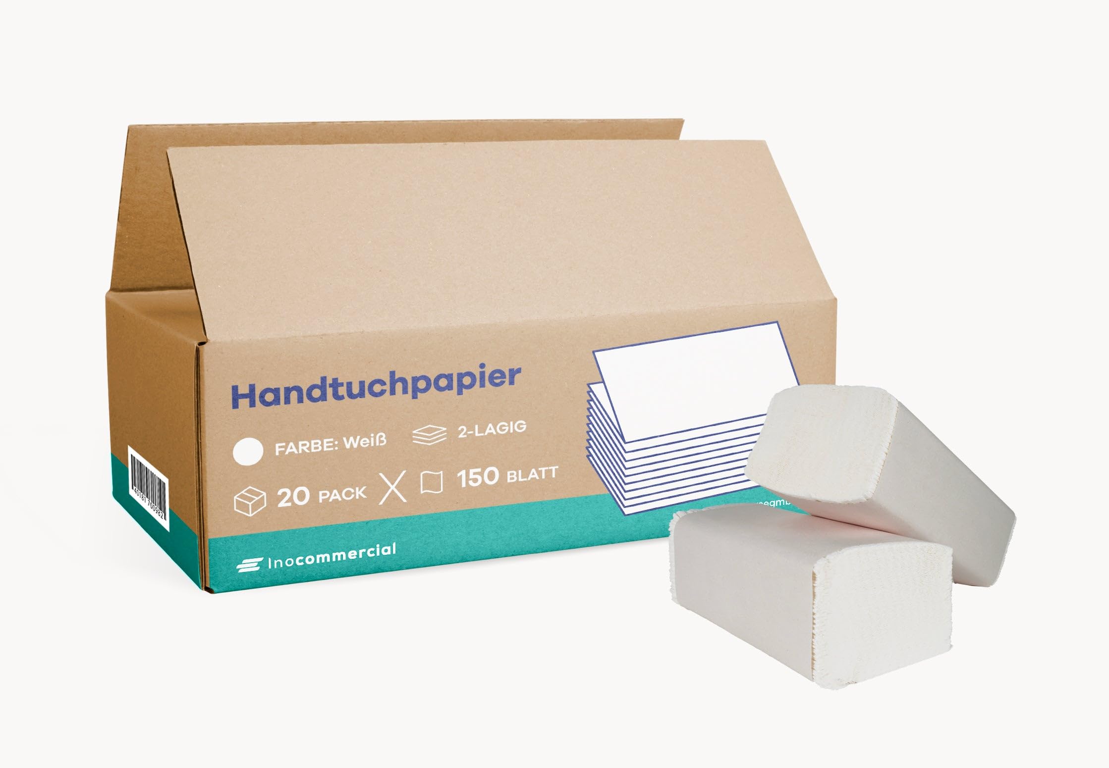 Inoverse Lot de 3000 serviettes en papier, pliées, 25 x 23 cm, pliées en zz, pour distributeur, serviettes jetables, en papier essuie-tout, blanches