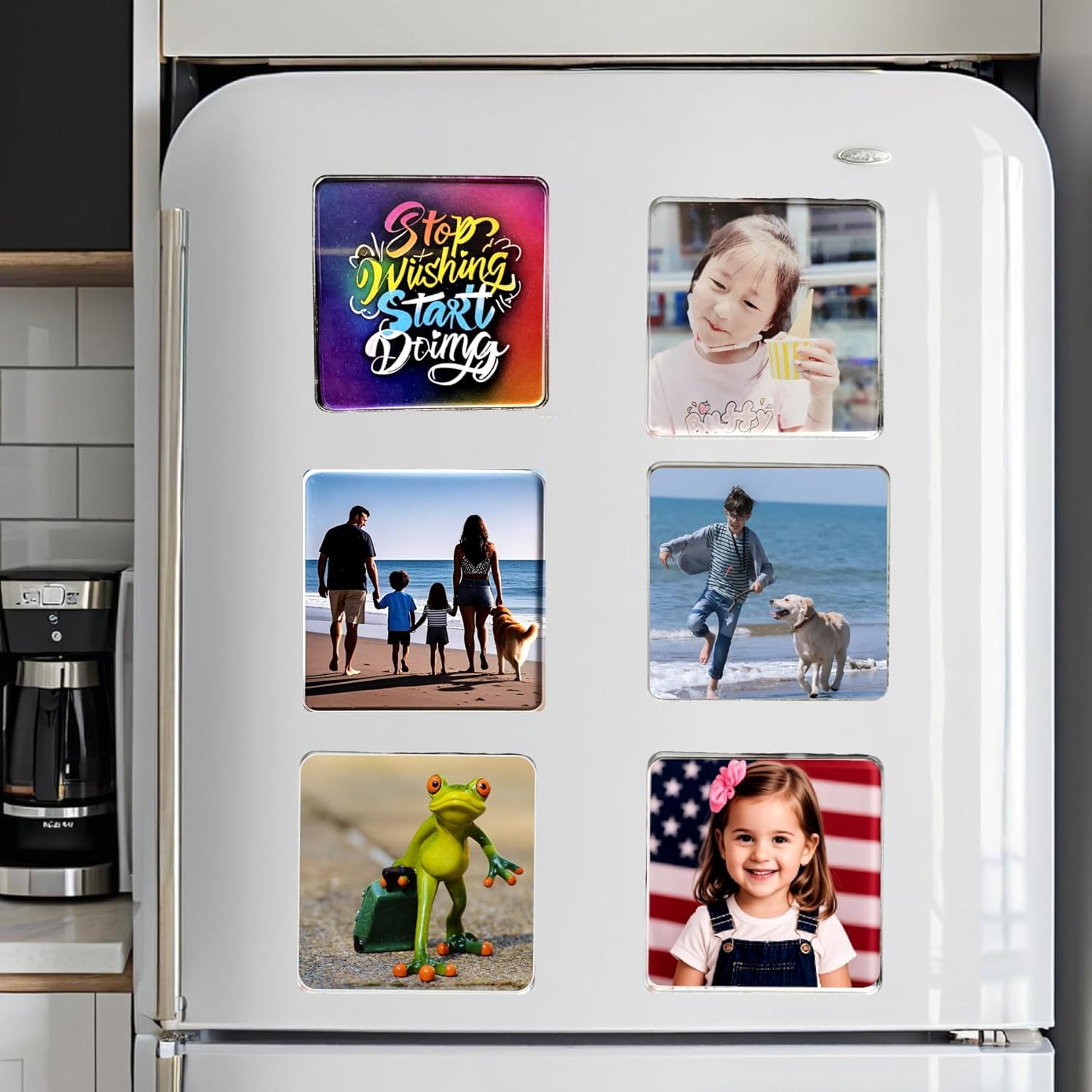 Personalized Acrylic Photo Fridge Magnets (3 X 3 Inch Pack o -4 Personalized Acrylic Photo Fridge Magnets (3 X 3 Inch Pack o -4