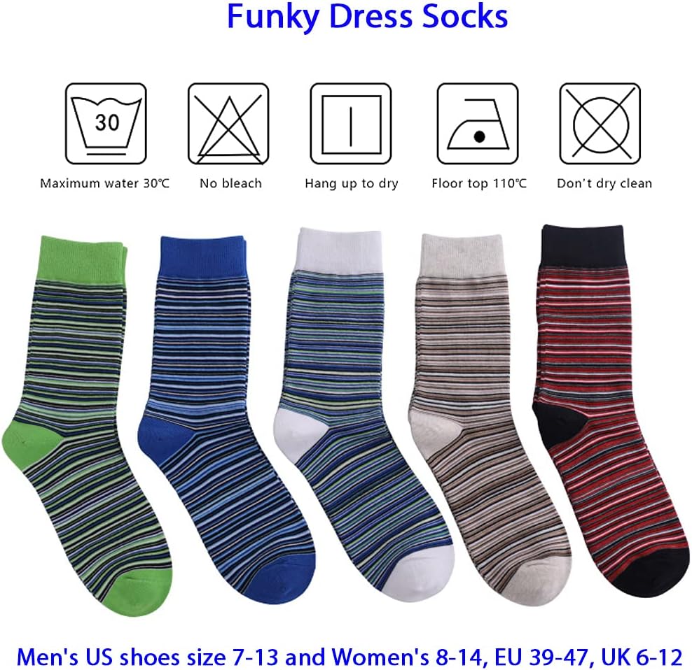 DRASEX Men's Dress Socks Funky Colorful Pattern Cotton Novelty Casual Crew Socks - Image 5