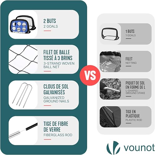 VOUNOT® Set of 2 Pop up Goals for Kids, 4-in-1 Football Net for Children, Foldable Mini Soccer Target Net, Football Training Equipment, Indoor & Outdoor - 7
