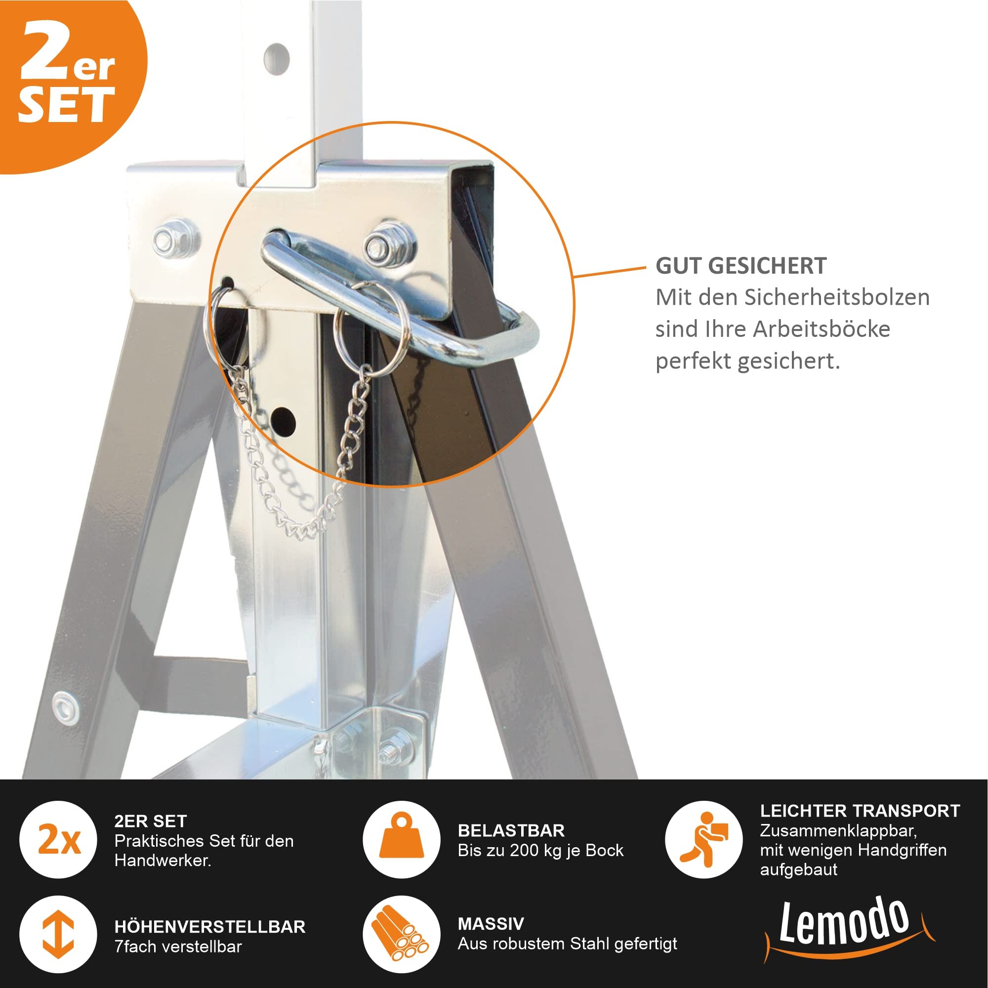 Ansobea Werkbank 2er Set, Werkbanken in hoogte verstelbaar, vouwbare werkbanken, vouwframe met draagkracht 200 kg, 7-voudige werkbank in hoogte verstelbaar van 80-130 cm, werkframe voor veelzijdige
