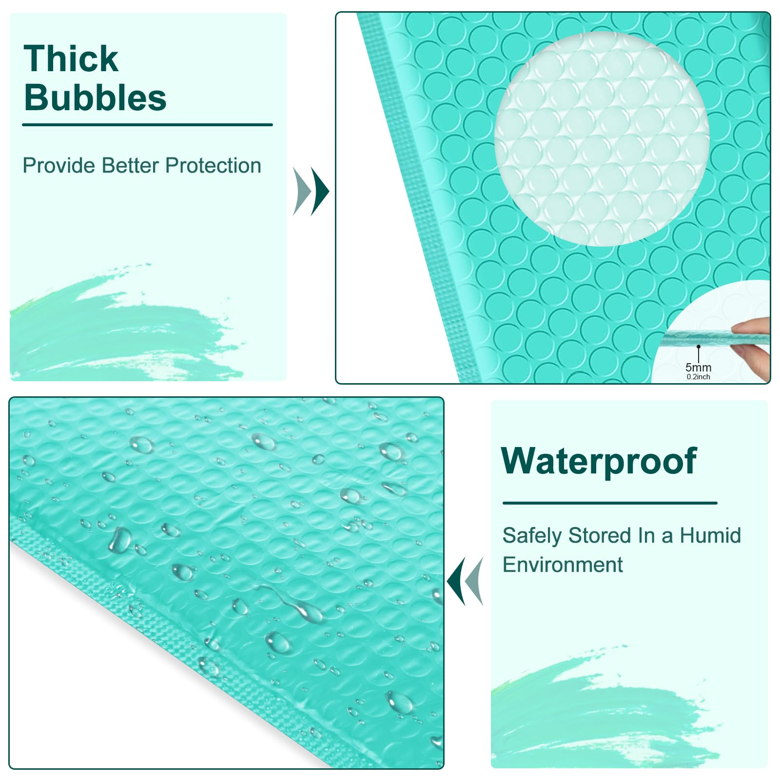 Sobres de burbujas de polietileno de 8.5 x 12 pulgadas, paquete de 25 sobres acolchados para envíos, sobres de paquete con adhesivo autoadhesivo, sobres acolchados impermeables (verde