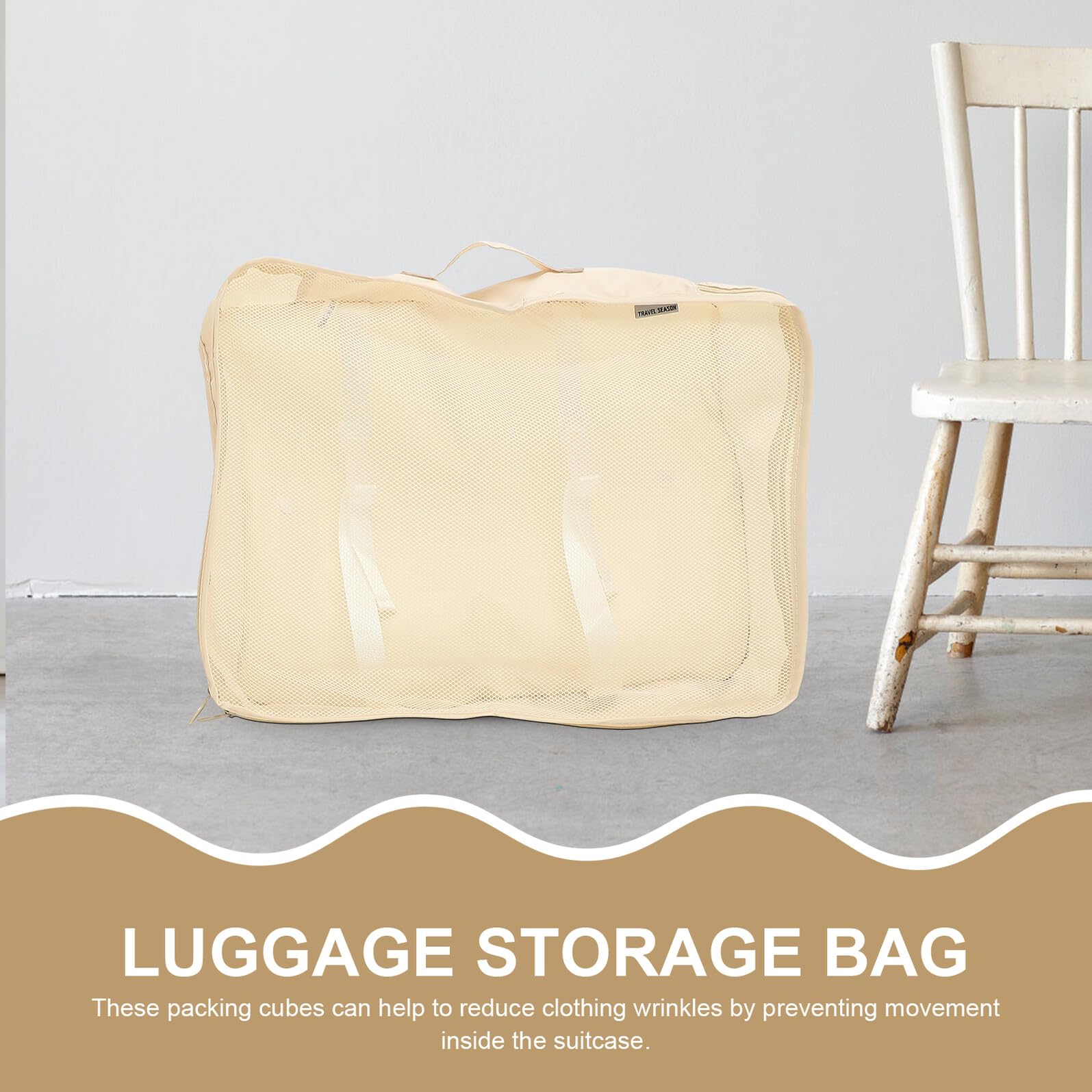 Cubes D'emballage Pliables 1 Set en Polyester Beige, Organisateur de Voyage