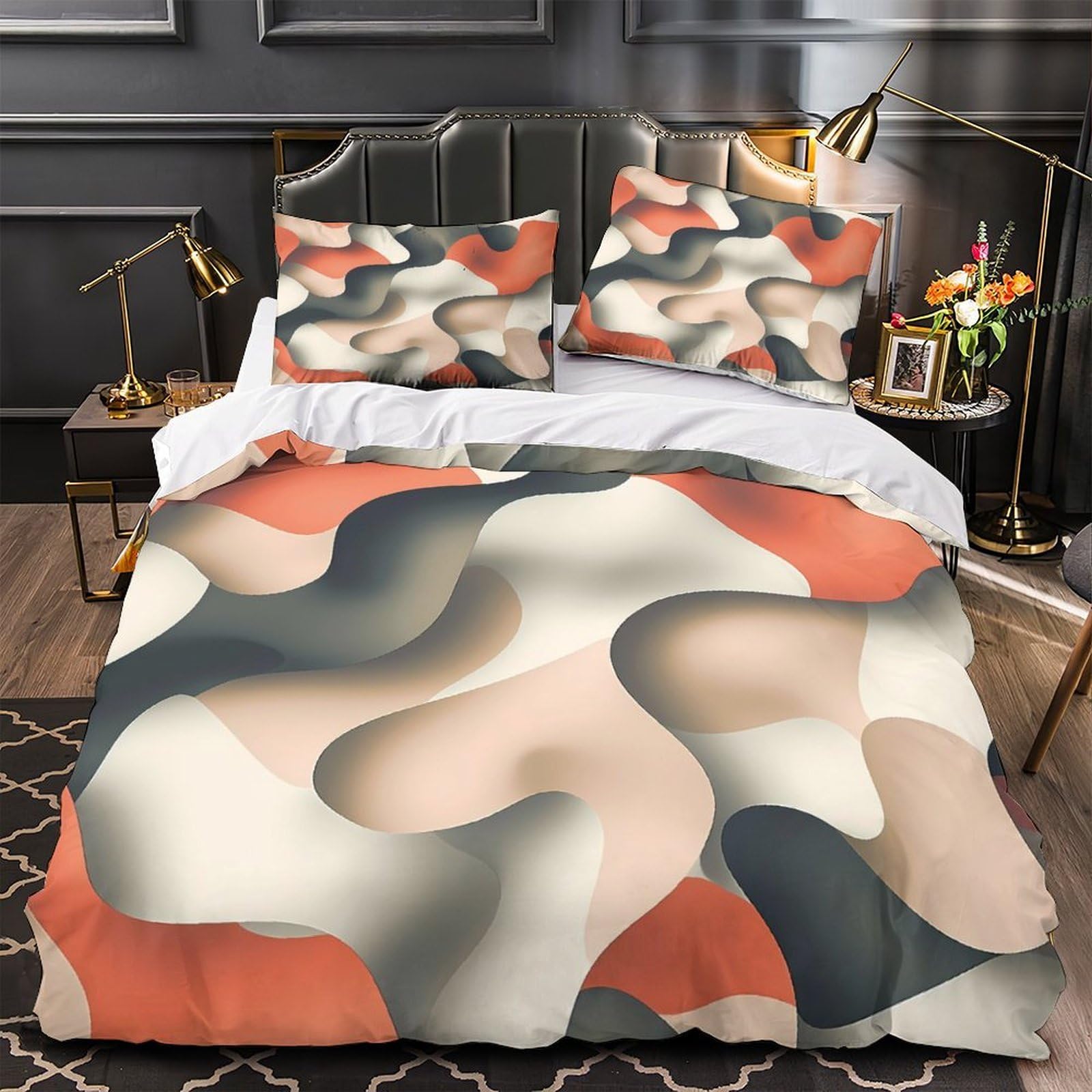 Housse de couette 3D moderne King pour une déco de chambre couple épurée