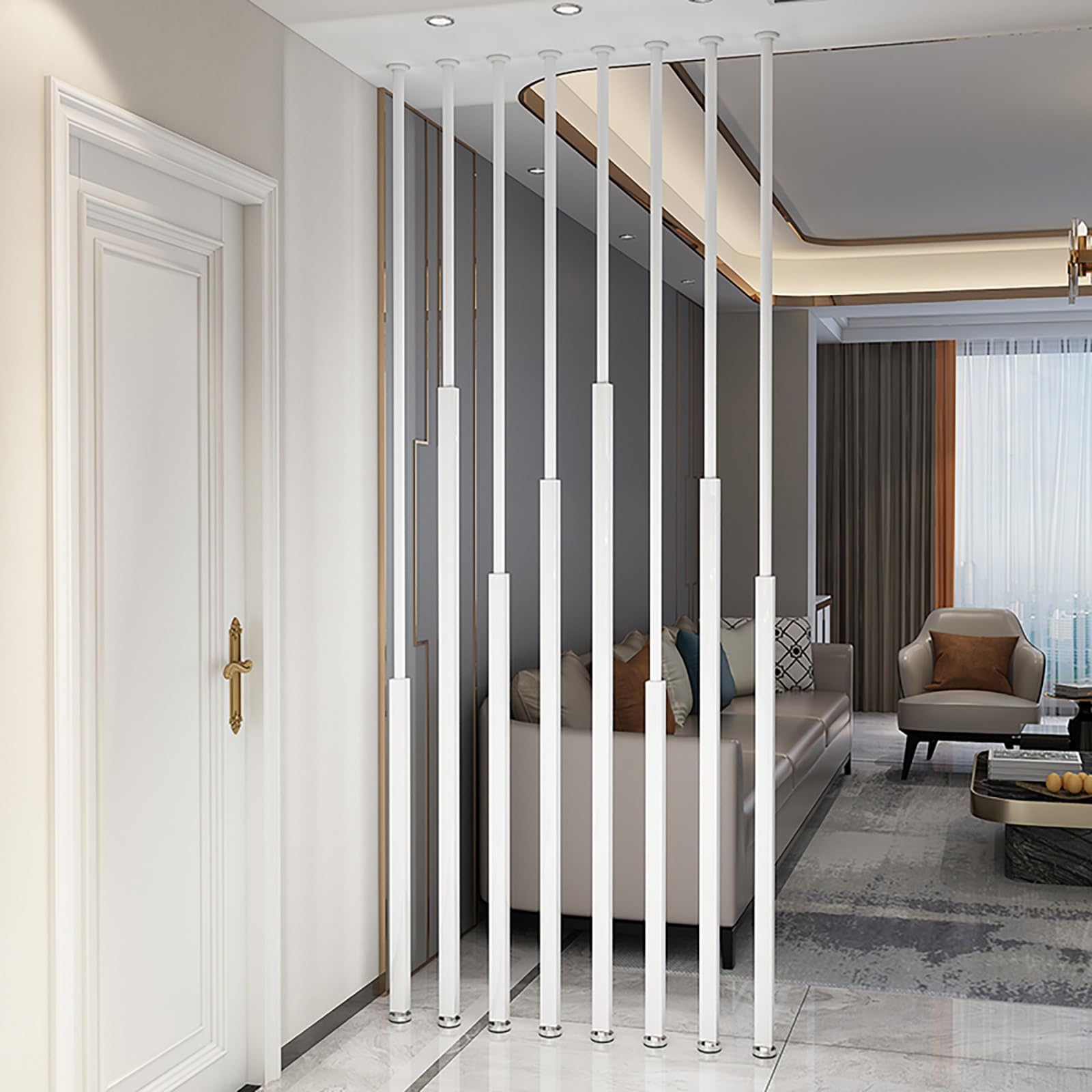 80-220 CM Wall Partition Slats, Iron Room Divider Floor to Ceiling Privacy Screens Columnar, Simple Room Dividers Column Post for Entrance Restaurant Hollow Washroom(B - White,180cm/70.9in)