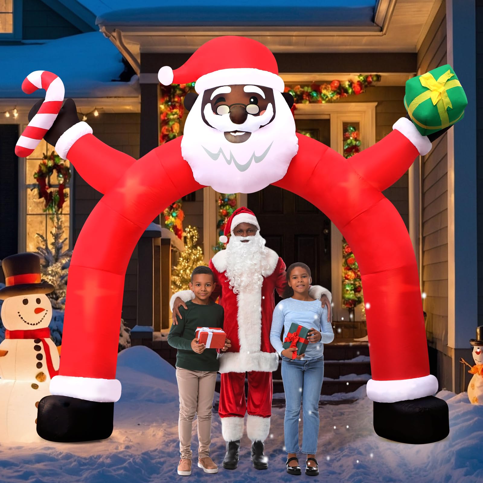 Kitticcino Christmas Inflatable  5.3FT Pink Santa Inflatable Decoration Built-in LED Lights Christmas Blow Up Santa Decorations Xmas Holiday Yard Lawn Party Garden Outdoor Decor: Black Santa
