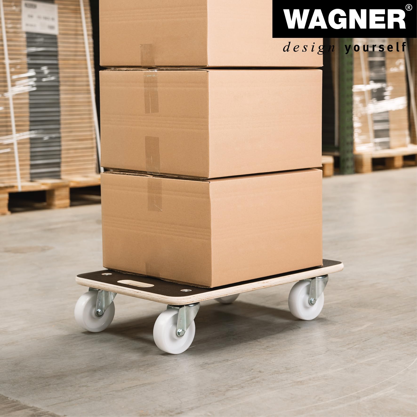 Wagner Plataforma de Carga MM 1614-59 x 39 cm - para Cajas Pesadas, 400 kg Carga Máxima, Asa de Transporte, Superficie Antideslizante, Certificado FSC® - 20161401