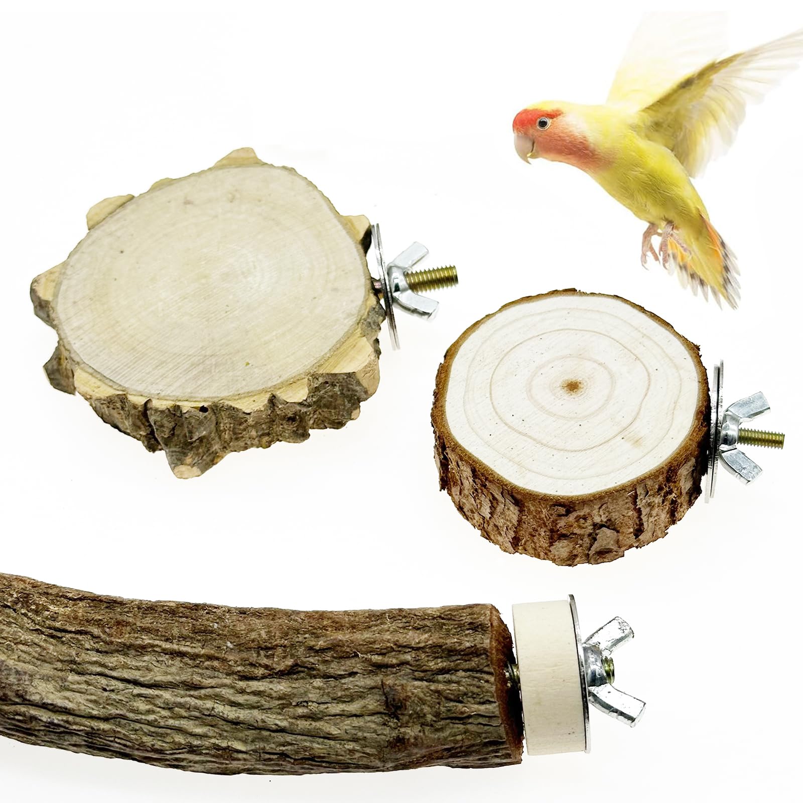 8 Pz Posatoi in Legno di Uccelli, U Forma Posatoi per Uccelli, Posatoi in Legno per Uccelli Legno Naturale per Cacatua, Cocorite