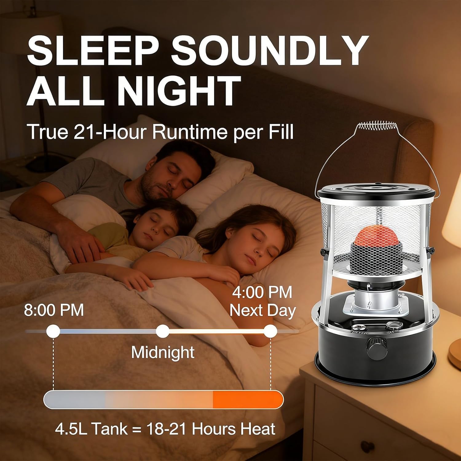 Kerosene Heater for Indoor Use, 18-21h Emergency Non Electric Heaters for Indoor for Blizzard & Power Outage, 9000 Btu 2-in-1 Radiant Heater with Cooking Top, For Survival, Camping Ice Fishing (Red)