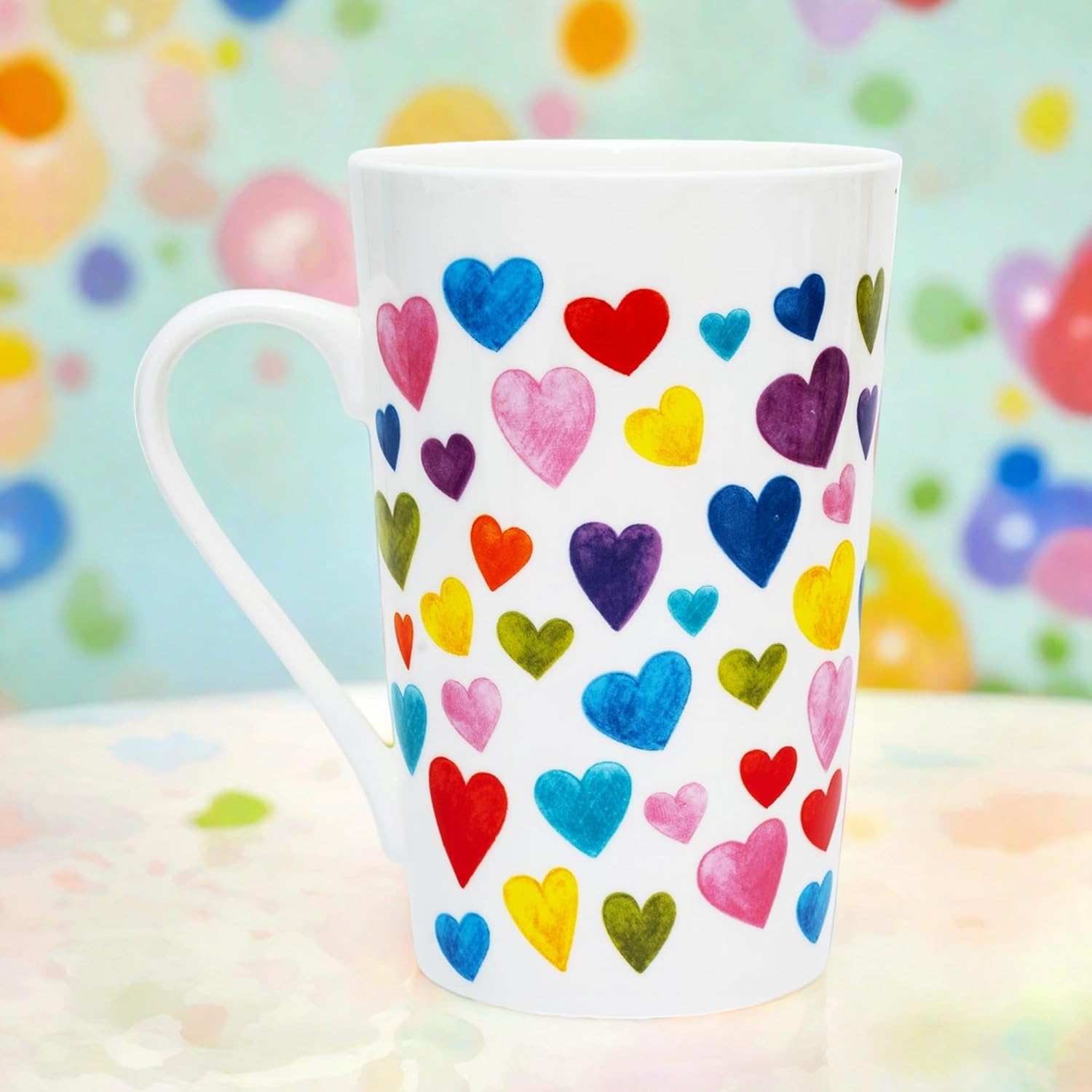 13oz Heart Coffee Mug Bone China Colorful Heart Coffee Mugs Cute Coffee Teacup Heart Gift for Women Mom - Image 6