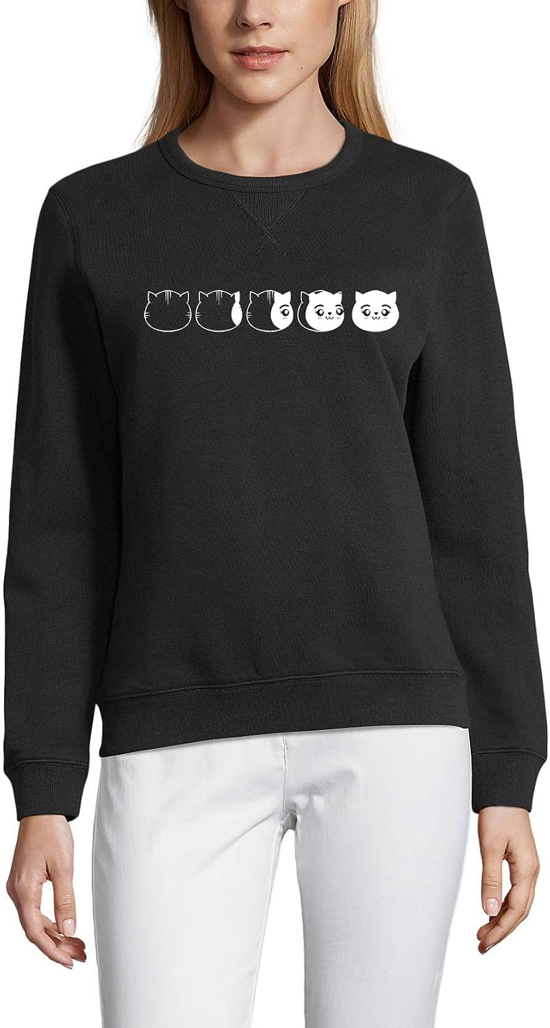 Ultrabasic Women’s Graphic Sweatshirt Swea Cat Head - Low Cat Paws Eco-Friendly Limited Edition Long Sleeve Ladies Sweater