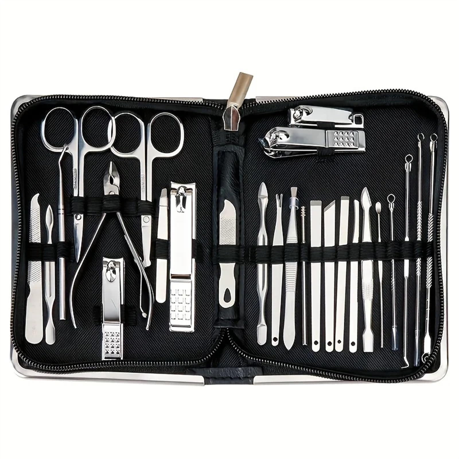 Set de Manicura Juego de 26 cortaúñas de Acero Inoxidable for el hogar, Cortador de uñas con Caja, Herramientas for manicura y pedicura Manicura Kit(Negro)