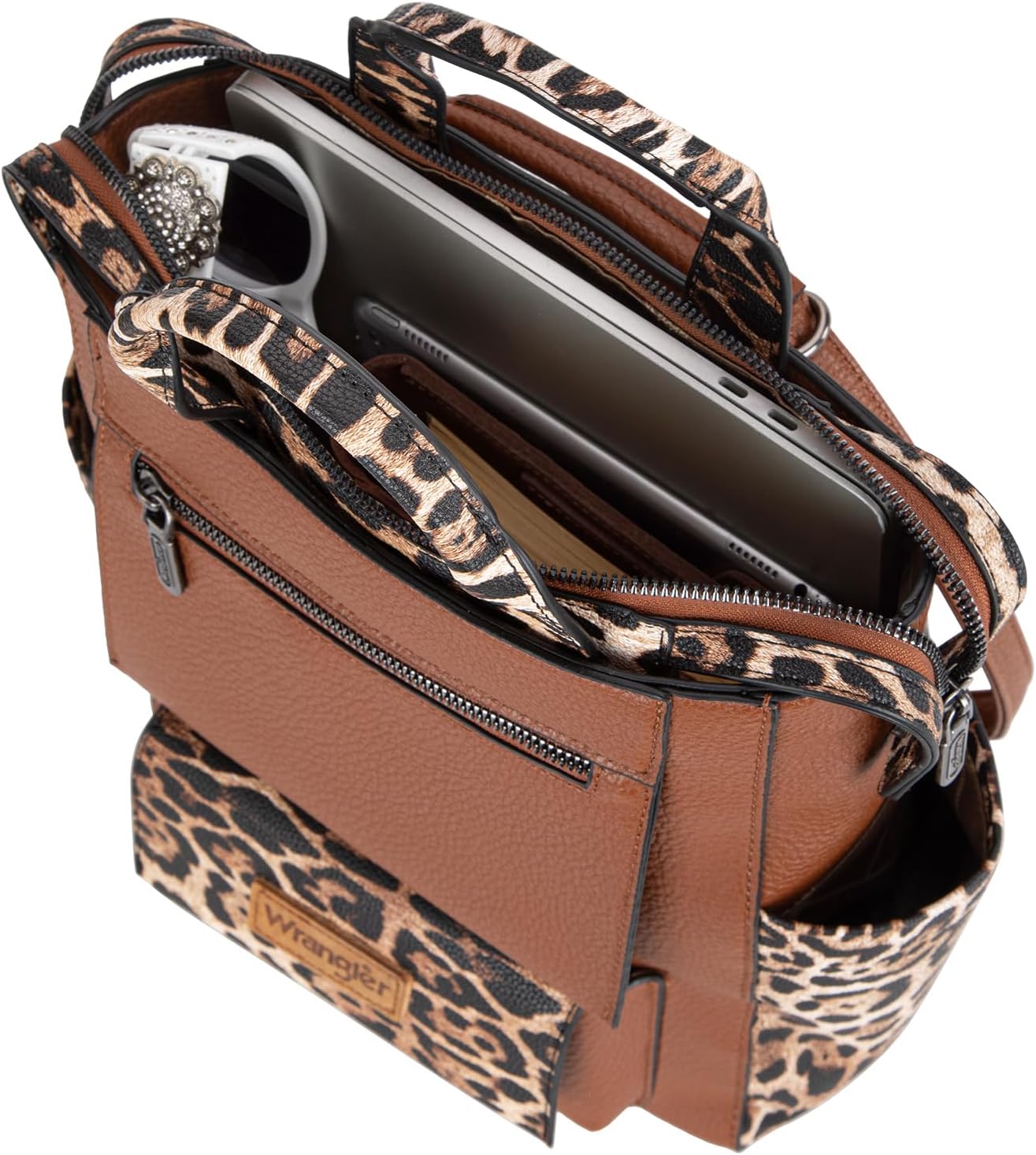 Montana West Wrangler Leopard Backpack Purse for Women Vegan Leather Ladies Convertible Backpack Stylish Anti Theft Backpack with Adjustable Strap - Image 6