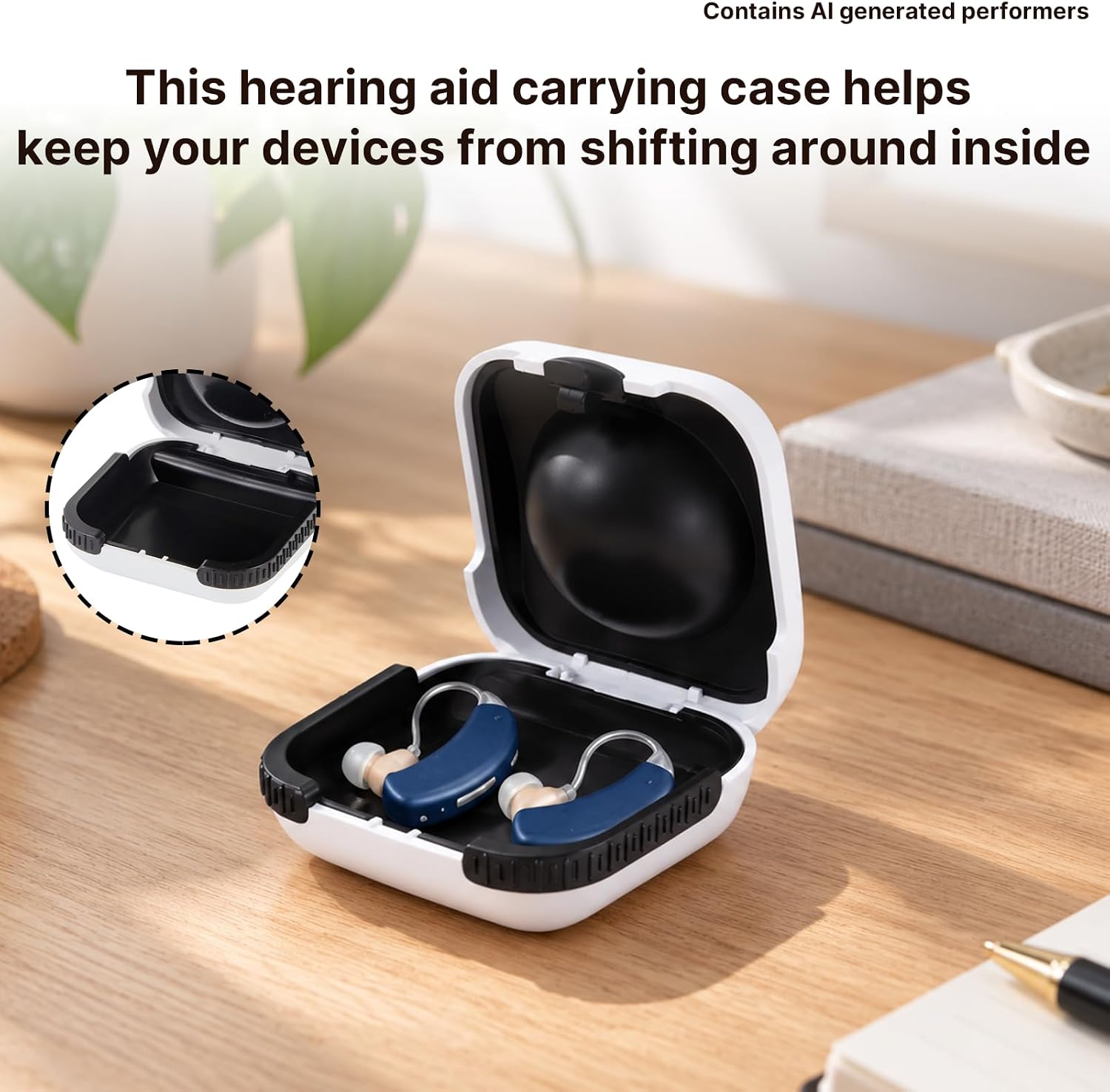 2 PCS Hearing Aid Case Hard, Splashproof Storage Case (White)