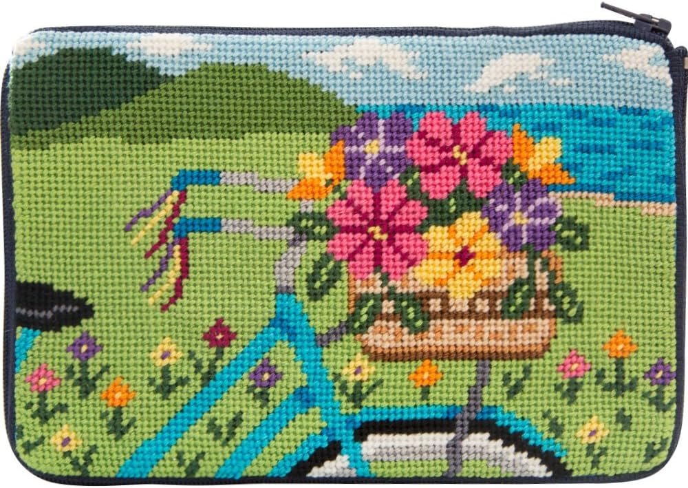 Stitch & Zip Needlepoint Purse Kit- Springtime Ride