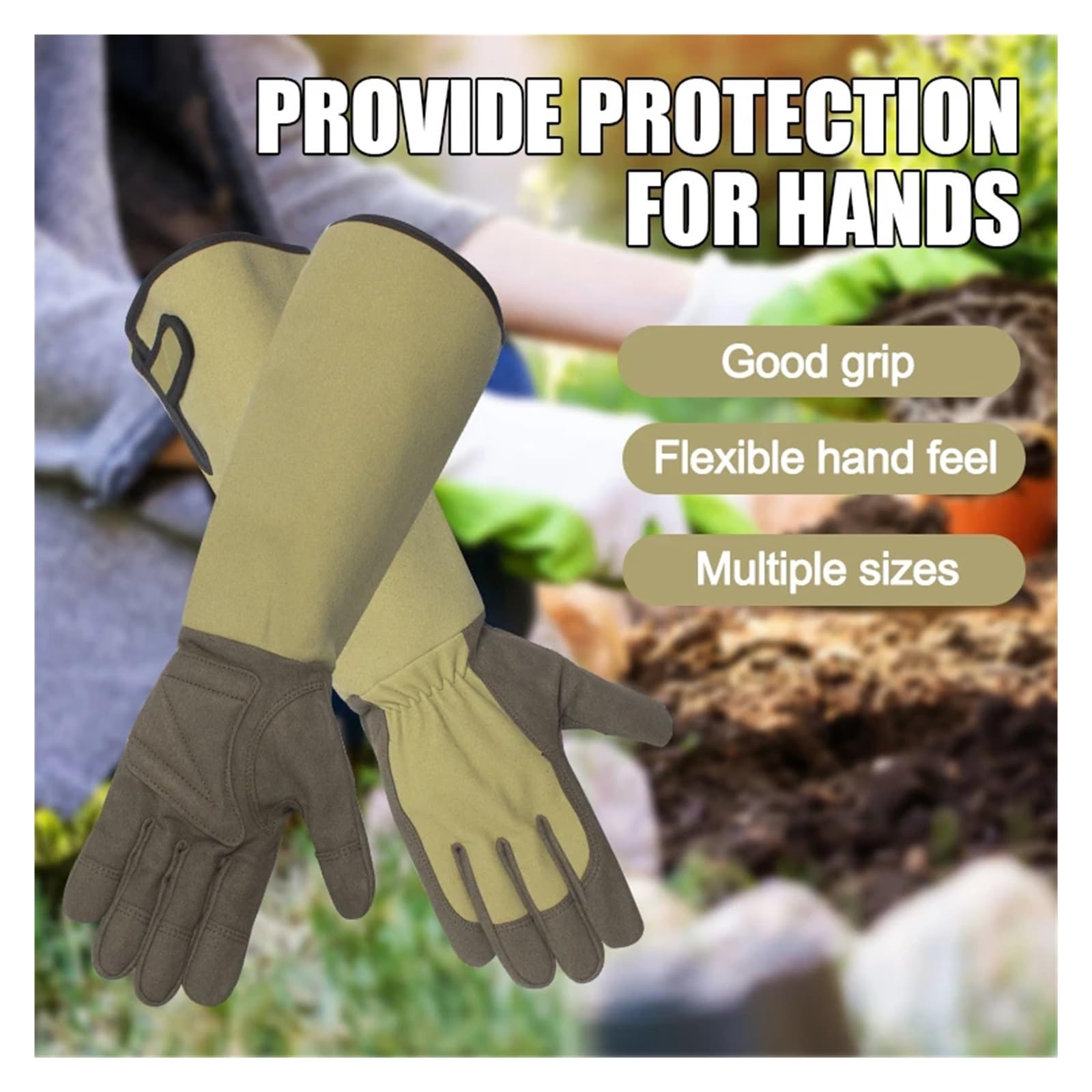 Guanti da giardinaggio in tela, confezione da 1, lunghi, for potatura di rose, con touch screen, diverse misure(Large)
