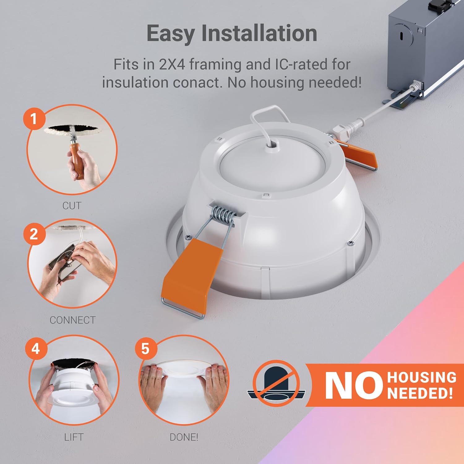 HALO 6” Smart Wi-Fi Canless LED Light Powered by WiZ Pro, Dimmable Full Color w/Adjustable Gimbal, SpaceSense, Smart Home-Ready - RAWZC610