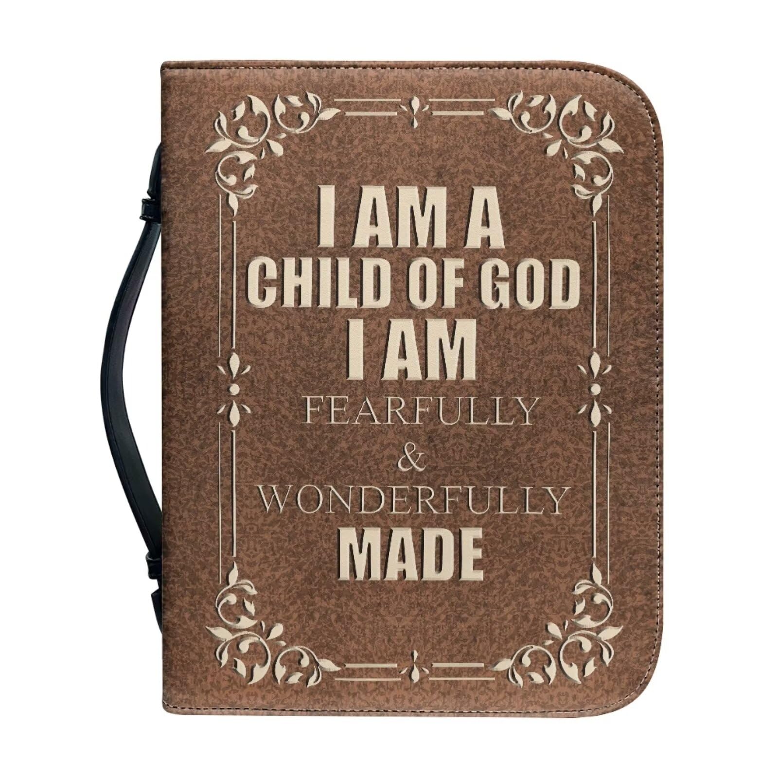 Bible Case Bible Covers for Boys Girls PU Leather Bible Carrying Case Bible Book Protective with Handle and Zippered — image 1