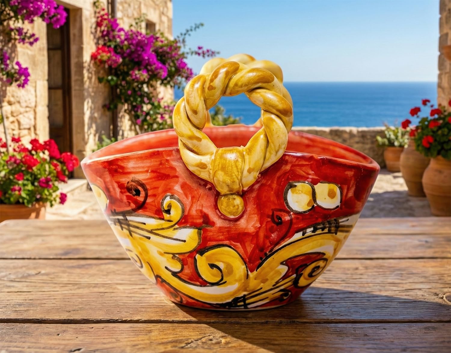 Coffa sicilienne sac en céramique de Caltagirone pour amoureux d'Italie