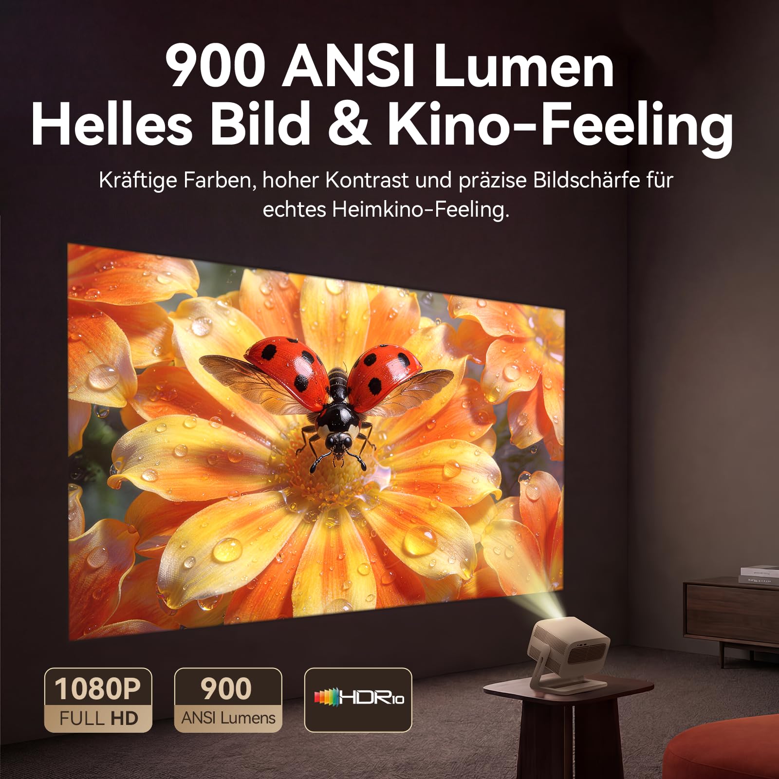 WANBO Vali 1 Pro Smart Beamer 4K Unterstützung MEMC HDR10 Dolby eARC HDMI 2.1 900 ANSI 1080P FHD Outdoor Projektor bis 260"