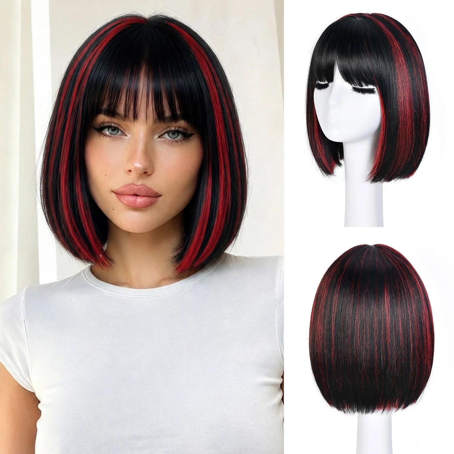 Bob Wig With Bangs Short Bob Wigs for Women 12inch