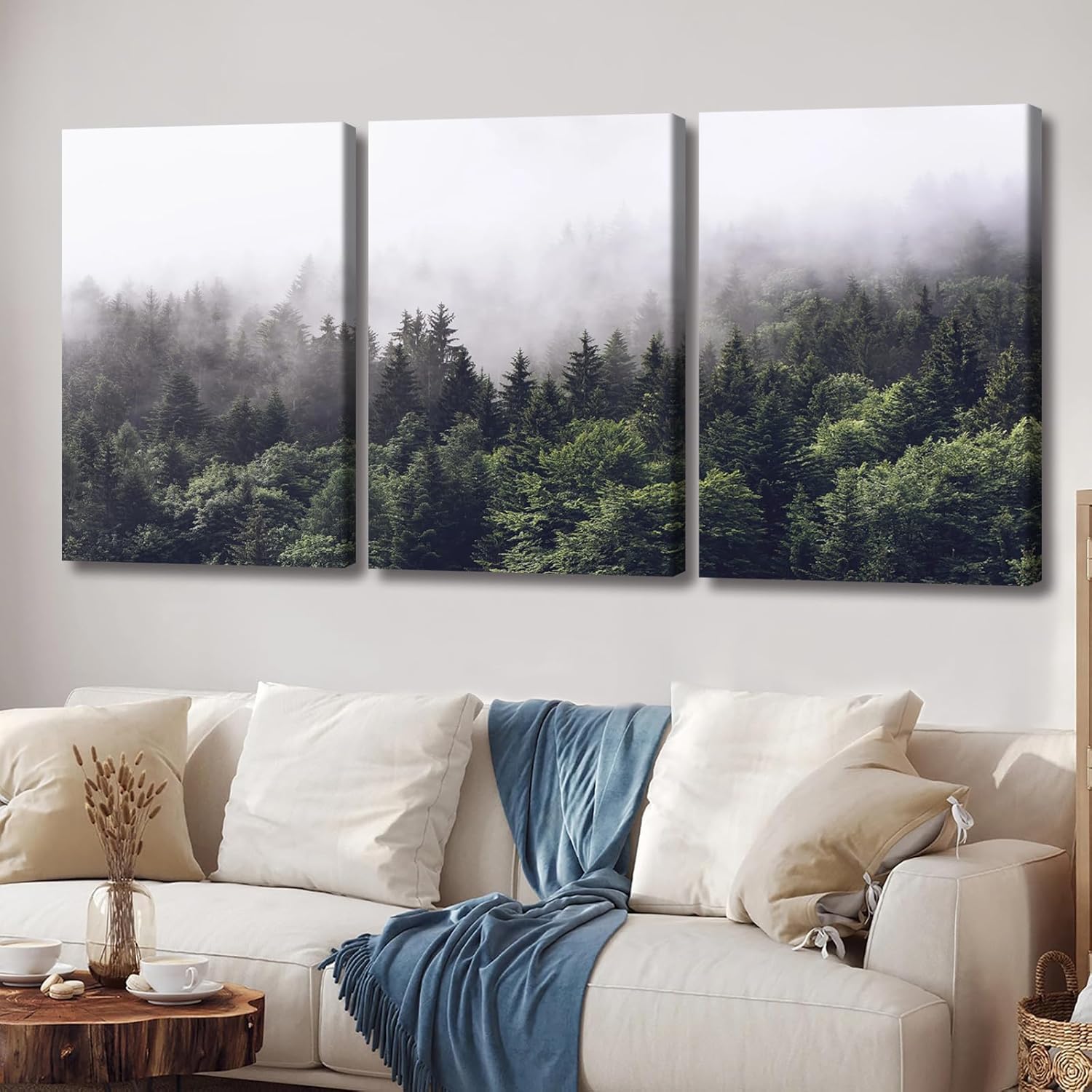 lianyibo 3 Pieces Forest Wall Art Nature Landscape Canvas Prints for Living Room Bedroom Office, Snow Mountain Lake Wall Decor(60x90cmx3/Frameless)