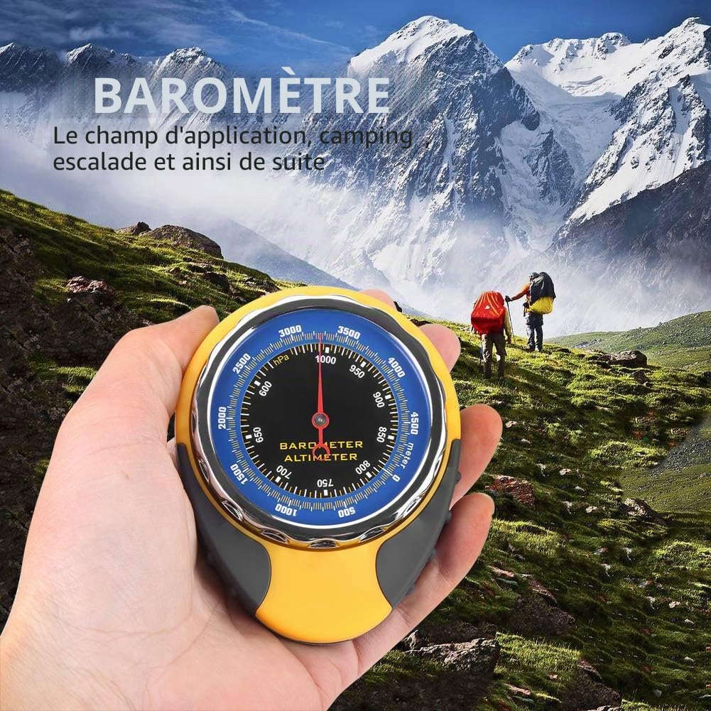 BuyWeek Altimètre Boussole, 4 en 1 Numérique Altimètre Baromètre Thermomètre Et Boussole, Mini Altimètre pour Camping en Plein Air, Randonnée