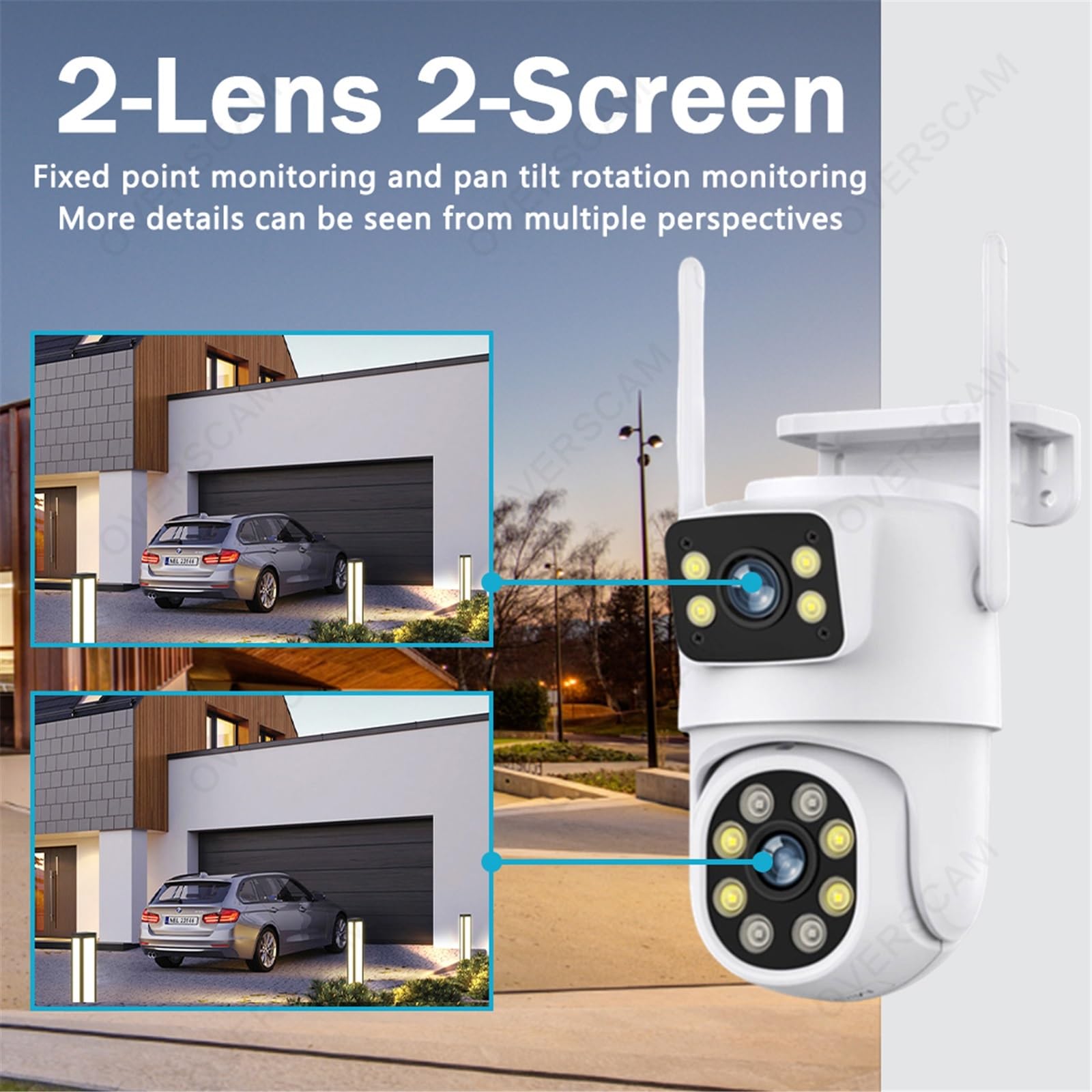 Obiekt Monitorowany, 8MP 4K WiFi kamera słoneczna zewnętrzny bezprzewodowy nadzór CCTV z panelem słonecznym podwójny obiektyw kamera PTZ IP ochrona bezpieczeństwa(5MP Add 64G)