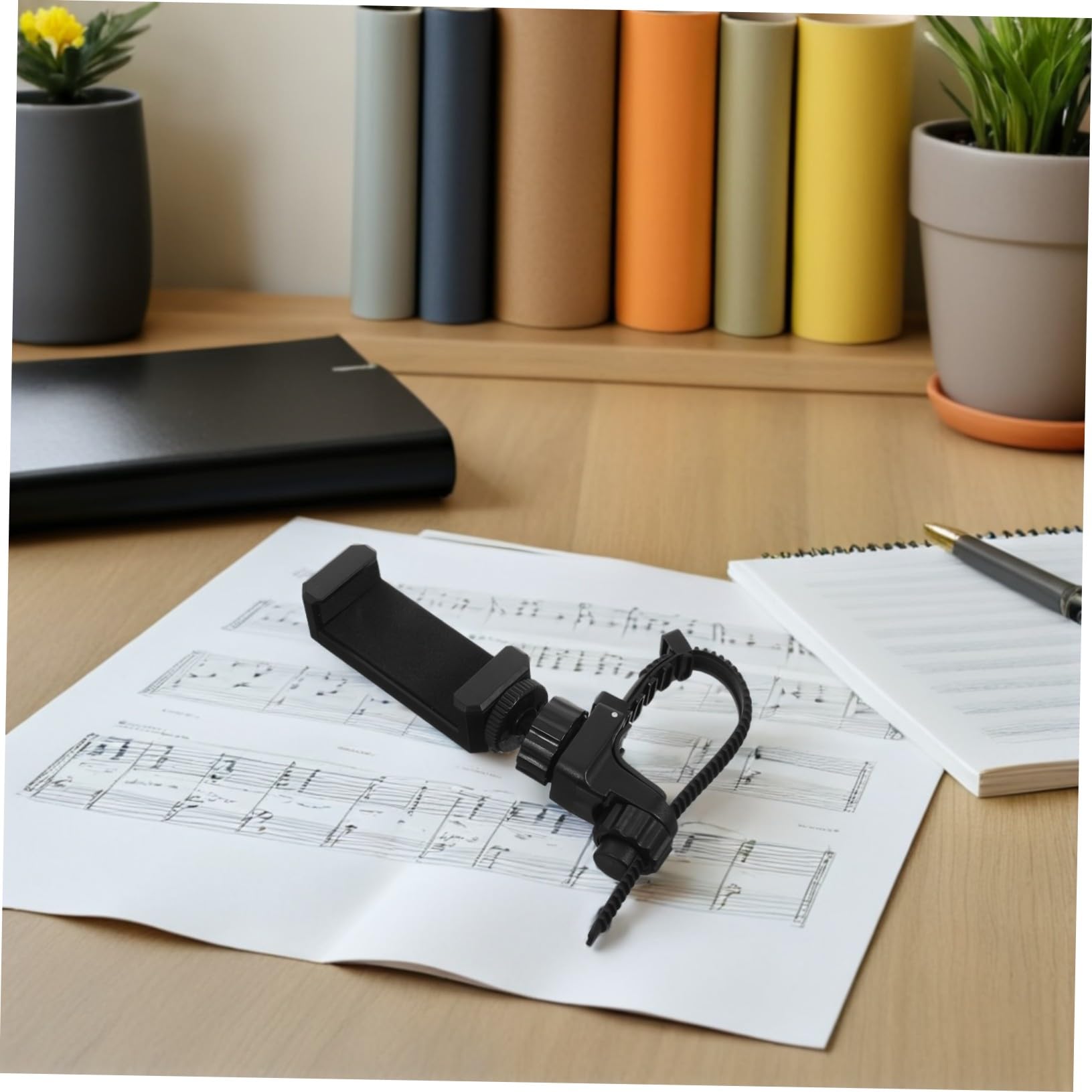 TOYANDONA Support en Métal pour Téléphone et Lyre Trompette Trombone Cor Français, Angles Réglables, Solution Sécurisée pour Répétitions et Concerts en Extérieur, Couleur Noire