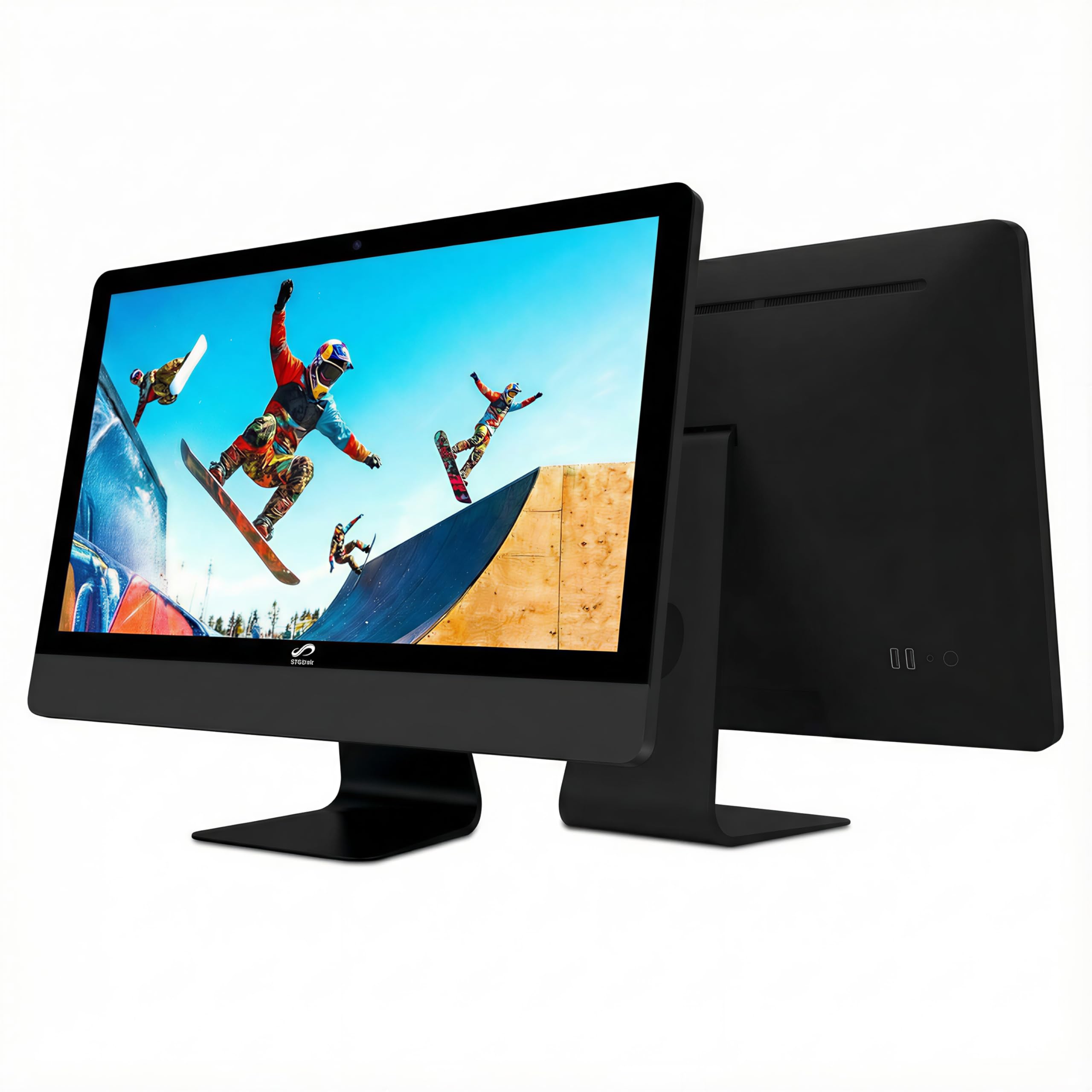 STGSivir PC All in One, Display FHD da 24", Core i7, 16G RAM, 512G SSD | All in One PC, WiFi, BT 5.0, Webcam, Win11 Pro, Noir, AIO per Casa e Ufficio