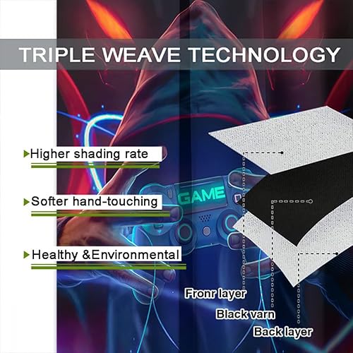 Miniatura 6 de GY Cortinas de gamepad para jugadores, cortina decorativa para control de videojuegos, cortina de ventana de tela opaca para niños, 42 x 63 pulgadas