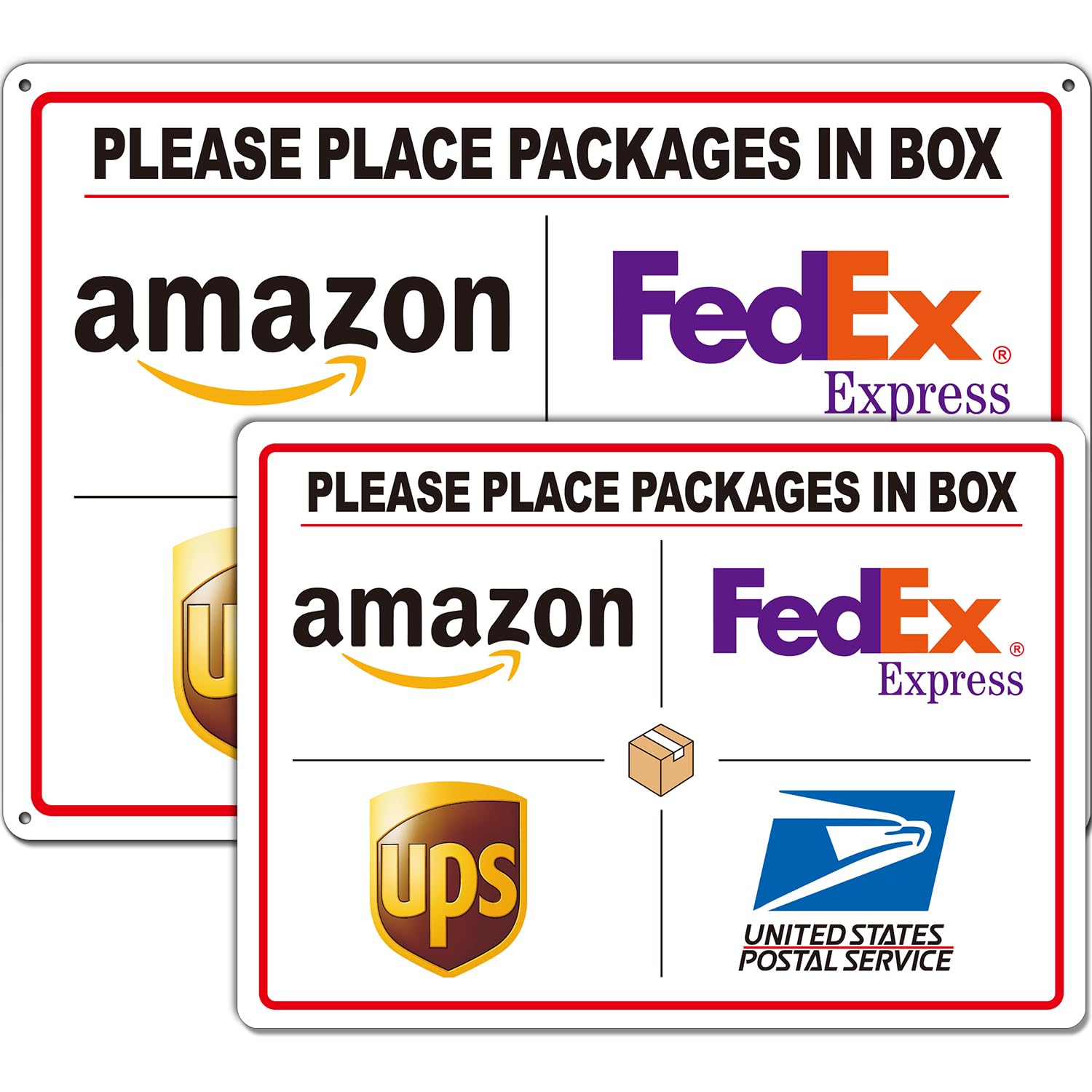 2 Pack Delivery Signs for Packages, Please Place Packages in Box Sign 8"x12"
