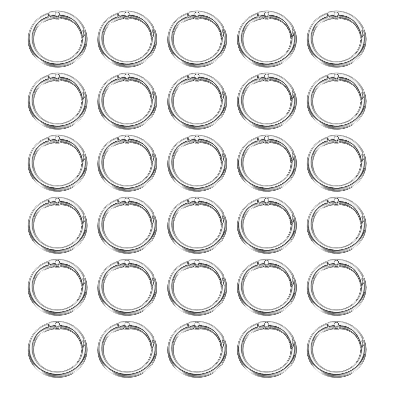 Anneaux mousquetons en alliage de zinc 25mm finition argent vif brillant