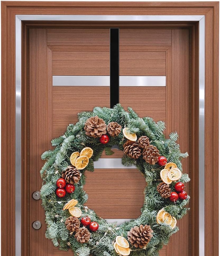  2 Pack Wreath Hanger Adjustable Length from 14 to 26 Inches Wreaths Holder Hook 20LB Heavy Duty for Front Door for Christmas Easter Halloween Decorations Wreath (Black 2pcs) thumbnail