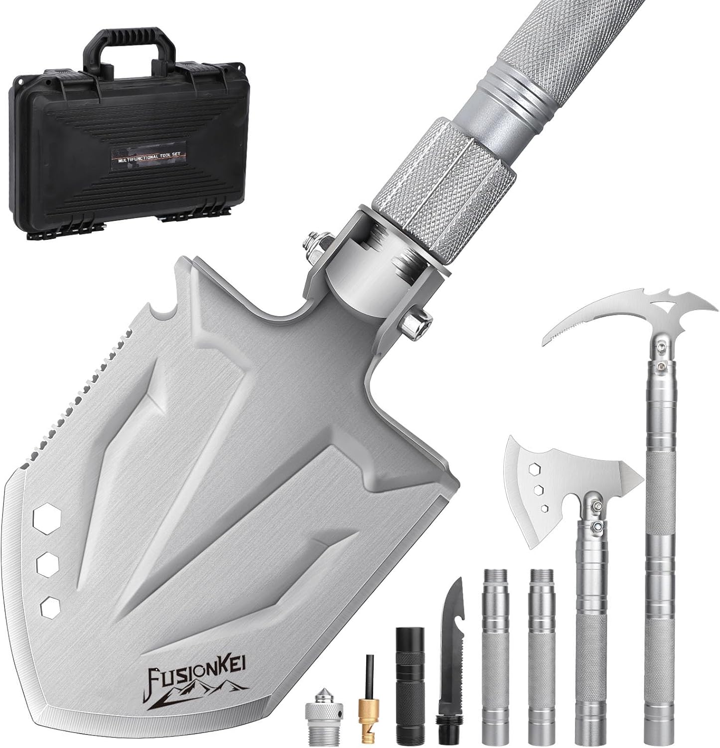 Folding Shovel 18 in 1 Multifunctional Camping Shovel Outdoor Spade Field Spade with Axe and Pickaxe for Offroad Survival Hiking Garden