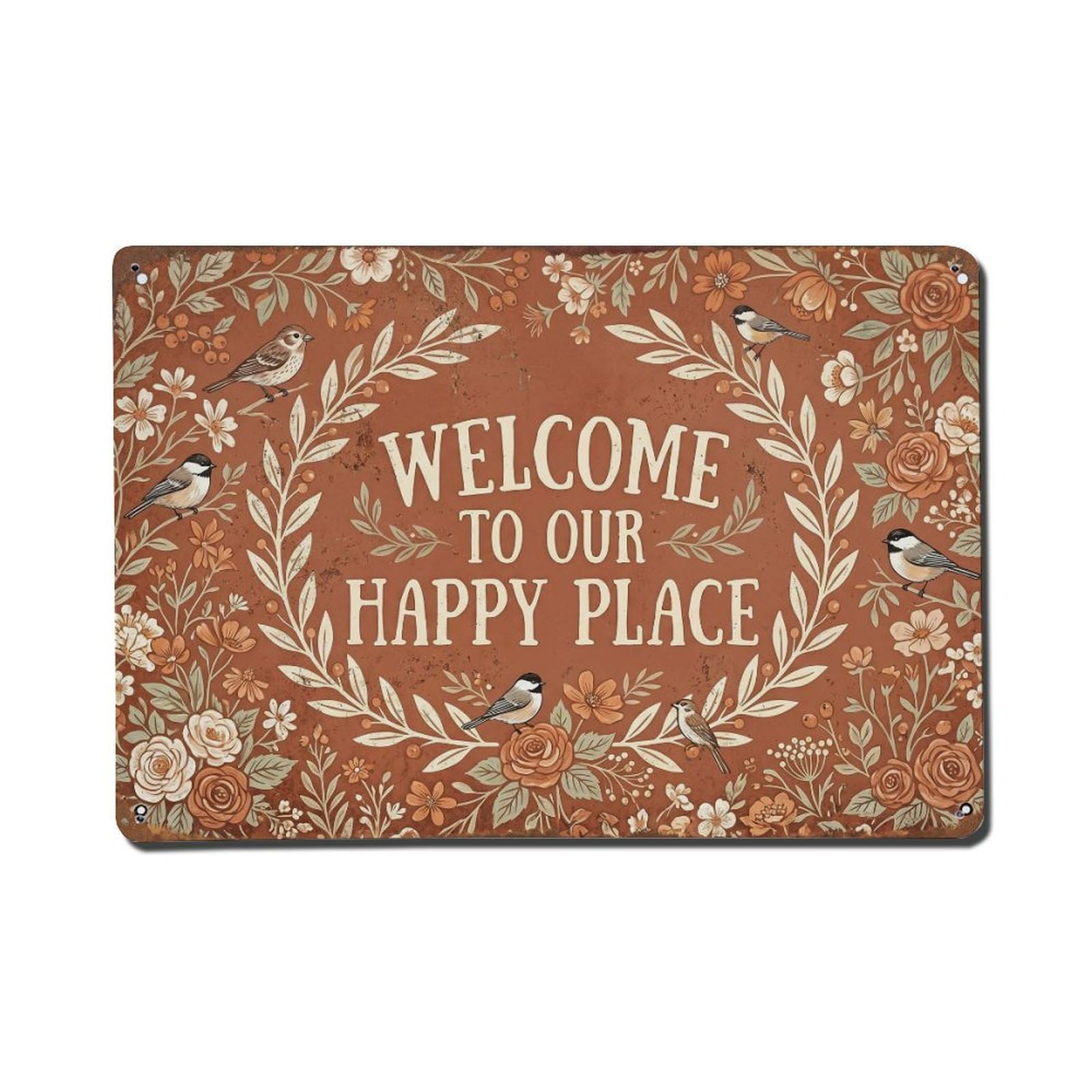 Welcome Farmhouse Vintage Home 1 Vintage Metal Tin Sign Plaque Wall Decor for Cafe, Club, Garden Metal Poster 8x12Inch