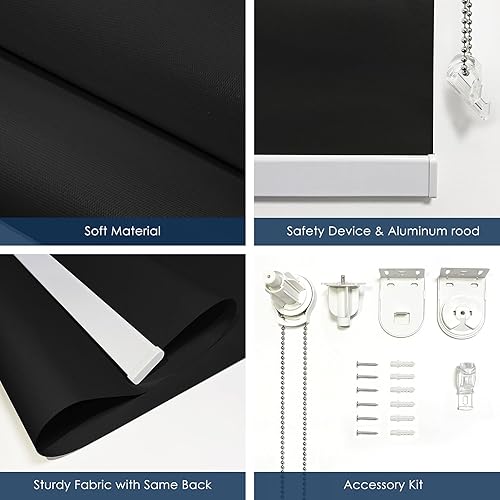 Miniatura 6 de Persianas enrollables 100% opacas, persianas y persianas con aislamiento térmico para ventanas, tela de protección UV, persianas opacas clásicas