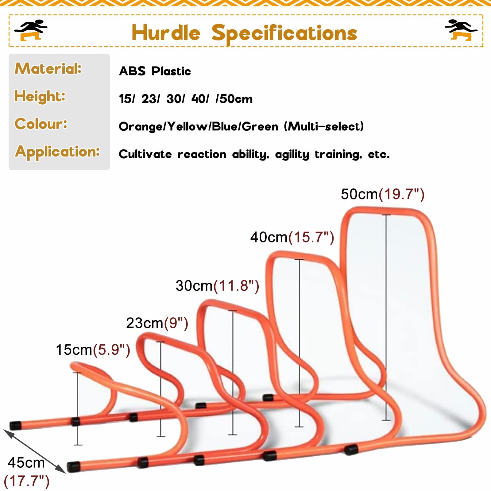 5 Pcs Speed Training Hurdles Set for Kids/Youth, Height Visibility Plastic Exercise Hurdles for Jumping, Racing, PE Classes, Small Large Dogs Agility Training Equipment