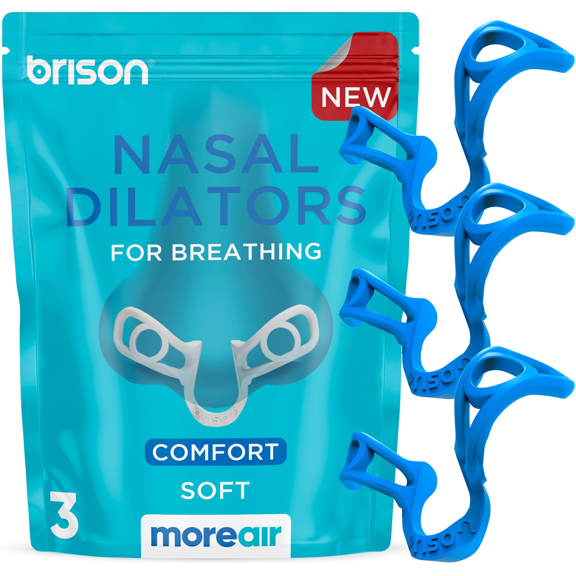 Brison Nasal Dilators for Breathing and Sleeping - 3 Pack Anti Snoring Nose Vents Opener for Better Breathing