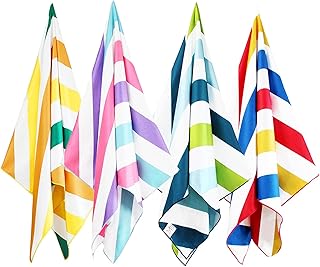 Whale Flotilla 4 Pack Large Quick Dry Beach Towel (30"x60"), Microfiber Sand-Free Beach Towel Set, Super Absorbent Compact Pool Travel Accessories, Pink/Summer/Green/Orange