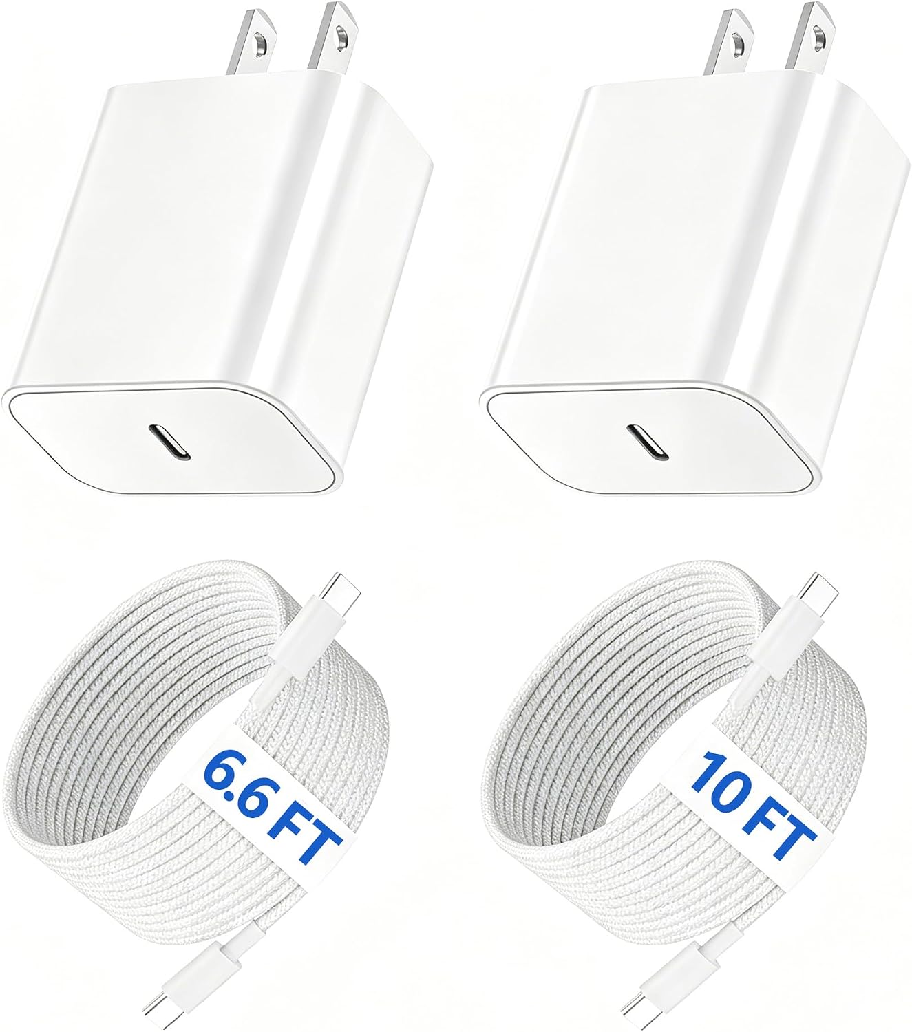 iPhone 17 16 Pro Charger Fast Charging 6.6/10ft Long Braided USB C to C Cord,2 Pack 20W PD Type C Chargers Fast Charging Cable for iPhone17/17 Pro/17ProMax/Air/16/16e/15,iPad Pro,AirM3/M2/5/4,11/10th