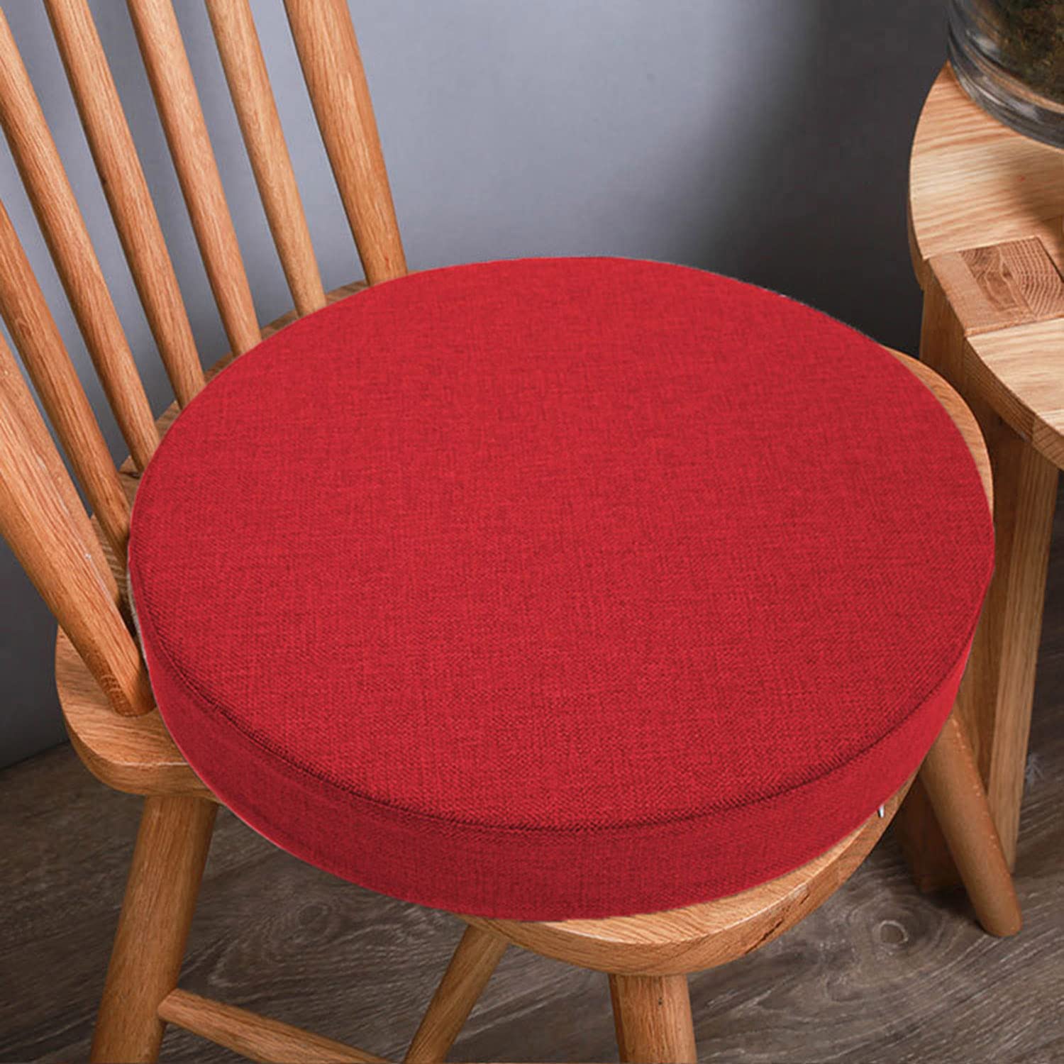 Waigg Kii Thicked 3/5/8cm Chair Pad Cushion,Dining Chair Cushions Seat Pad Round 40/45cm Soft Chair Pads for Indoor Office Patio Garden (40x40x8cm,Red)