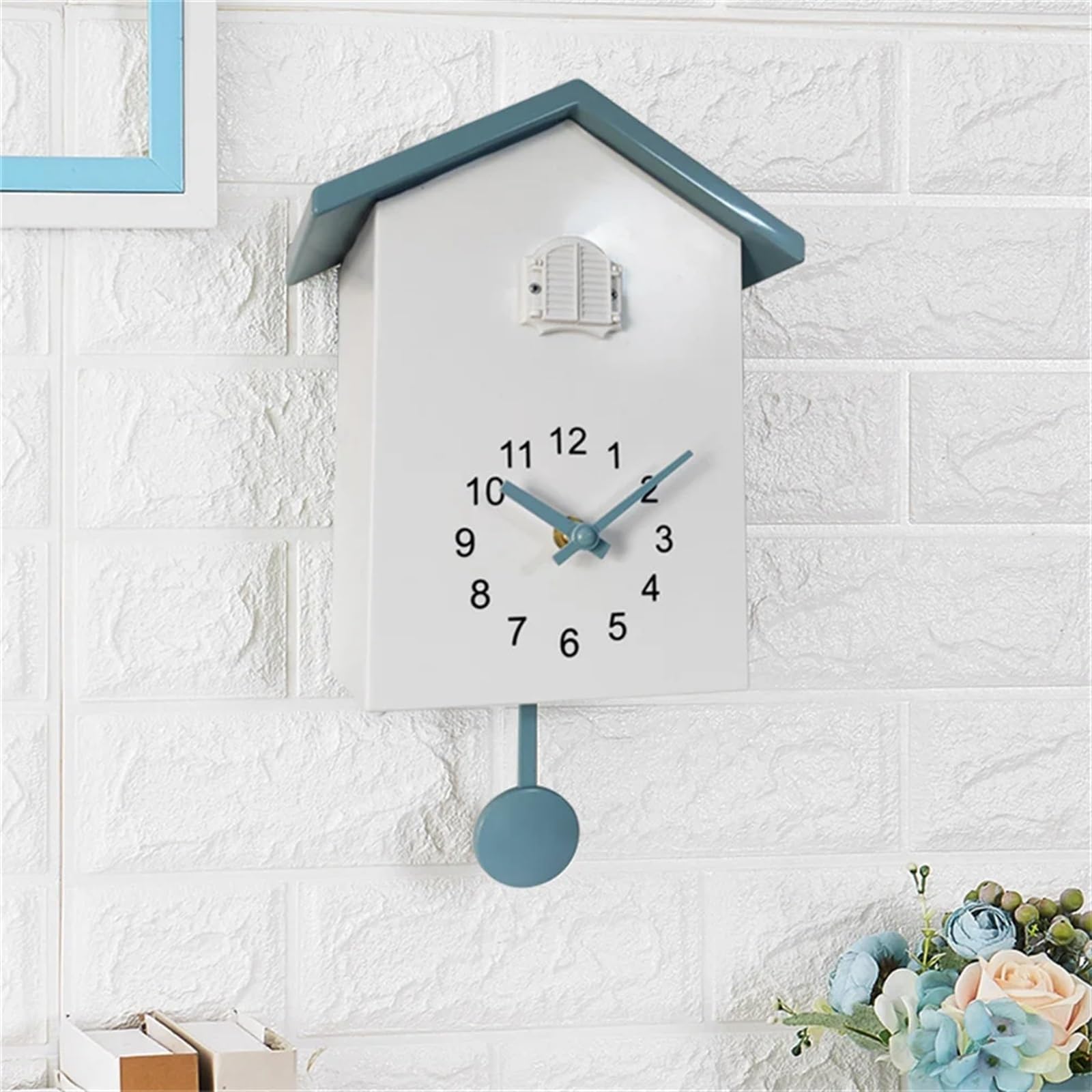 Reloj De Cuco Reloj de Cuco con Voces Naturales pájaros, decoración del hogar, Reloj Sonido péndulo, for Oficina y Sala Estar(Green)