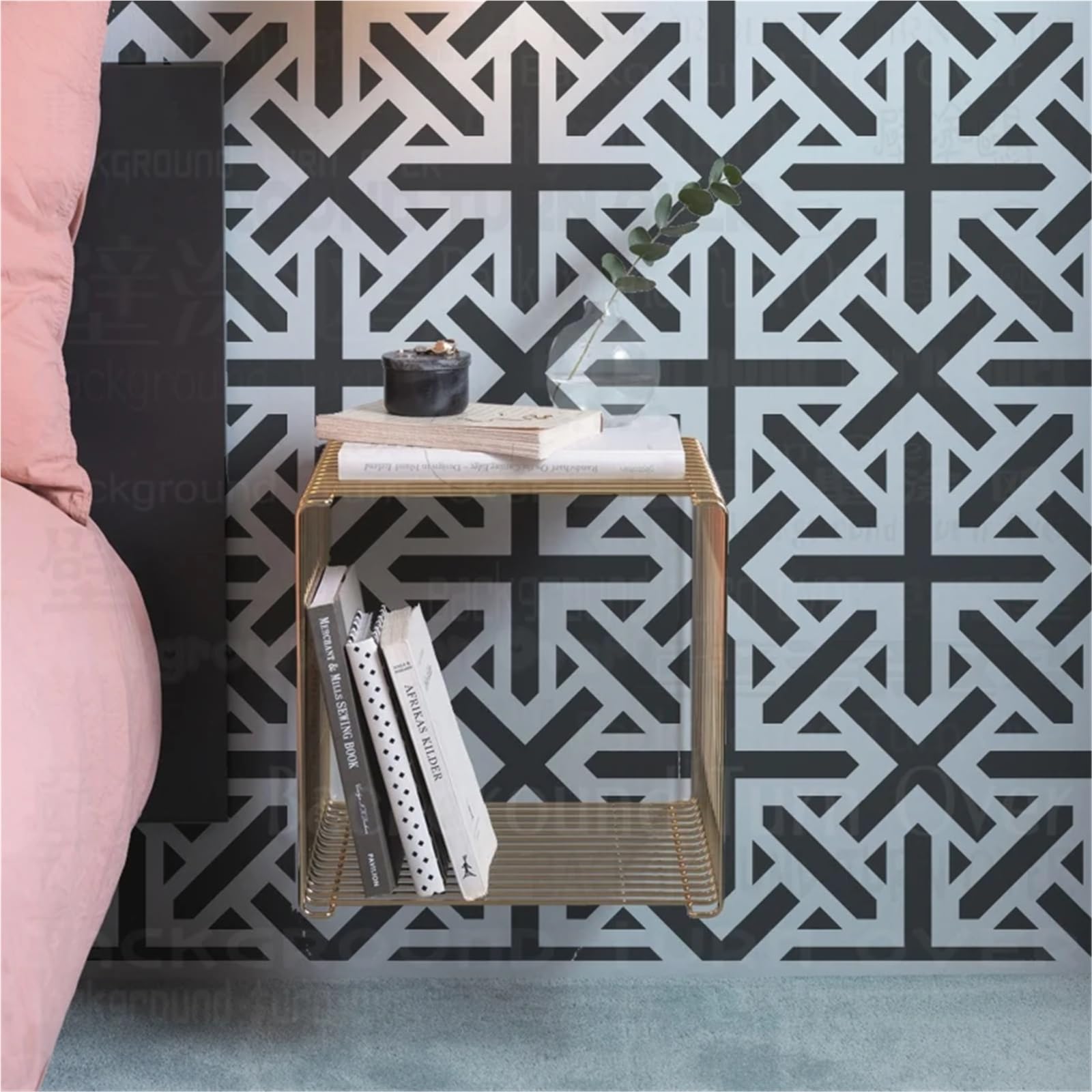 Stencils muraux pour peinture Pochoir 40 cm 60 for décoration murale, grande peinture, sur niche, modèle de serrure, carrelage, maison, fleur, damassé(M 40cmX40cm - A)