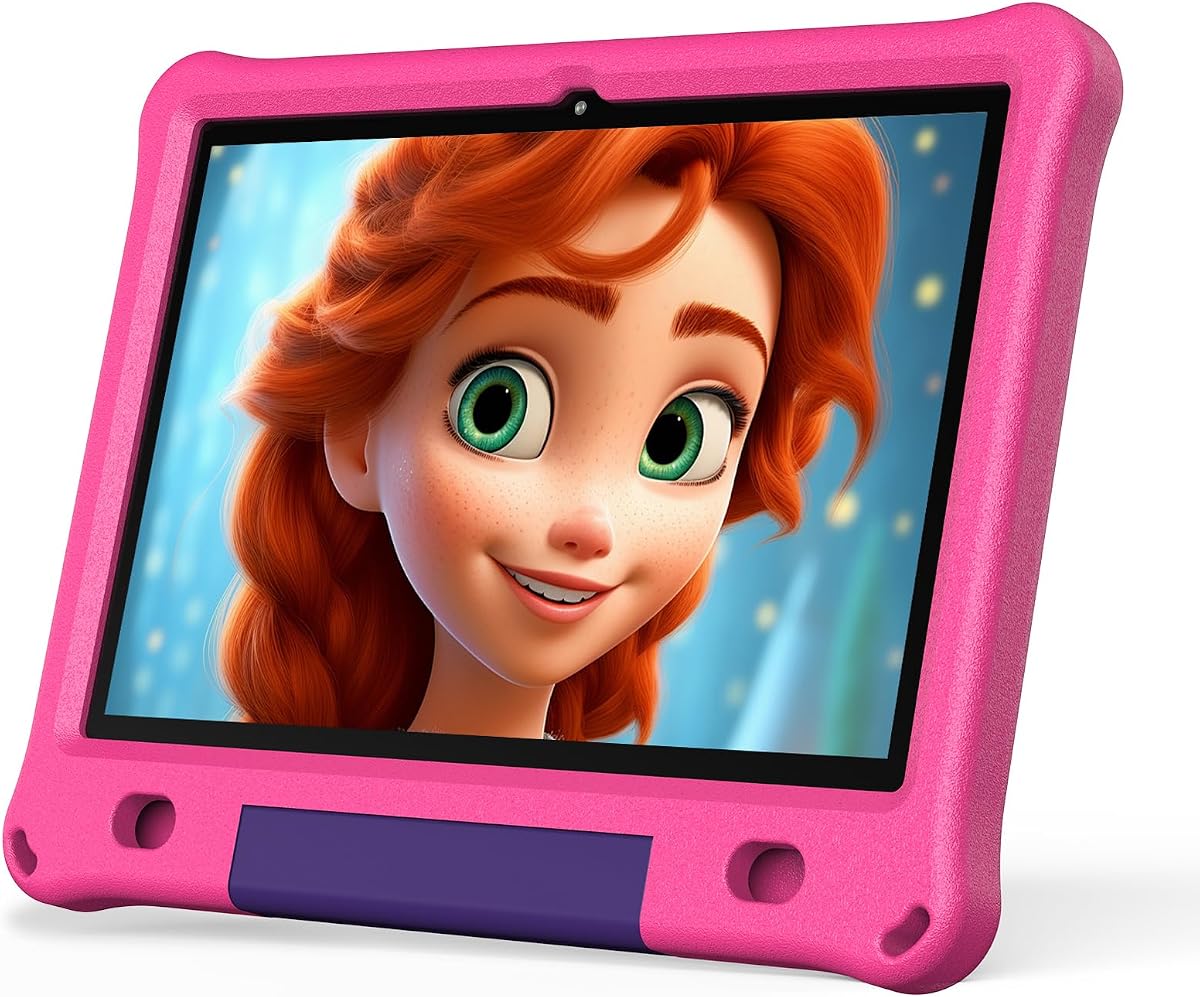 Kids Tablet, 10-Inch Tablet for Kids, 64GB, Parental Control, Pink | with EVA Kids-friendly Case, 1TB Expandable Storage, WiFi 6, Educational Software Games Pre-Installed