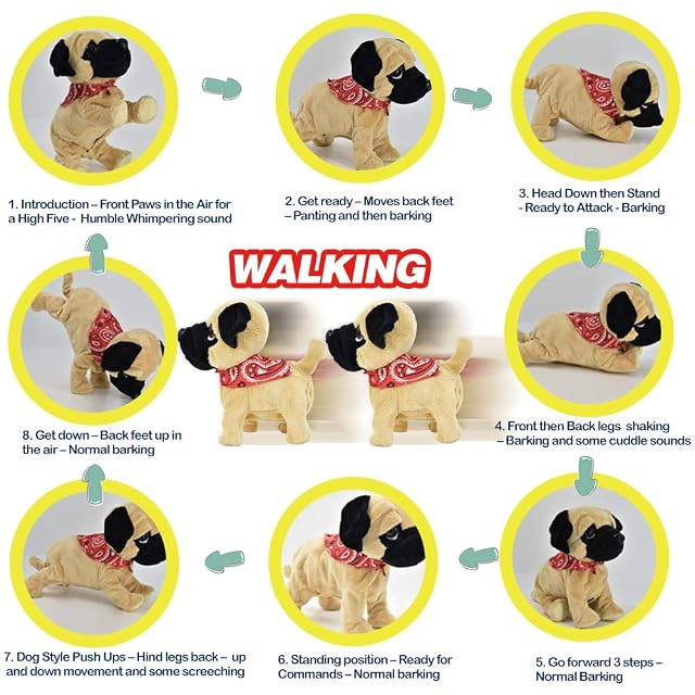 Foto 2 de 6 de WEofferwhatYOUwant Pug Daddy y Pug Puppy - Juguetes Electrónicos Interactivos de Peluche con Sonido y Tacto