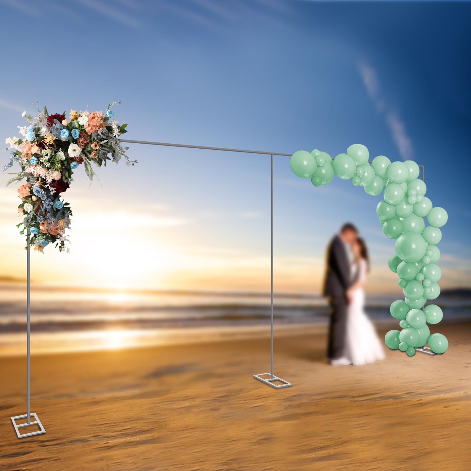 Arche de mariage 3 x 6 m - Support de fond en acier inoxydable - Grand système de fond rétractable avec socle stable pour studio photo, mariage, décoration d'anniversaire
