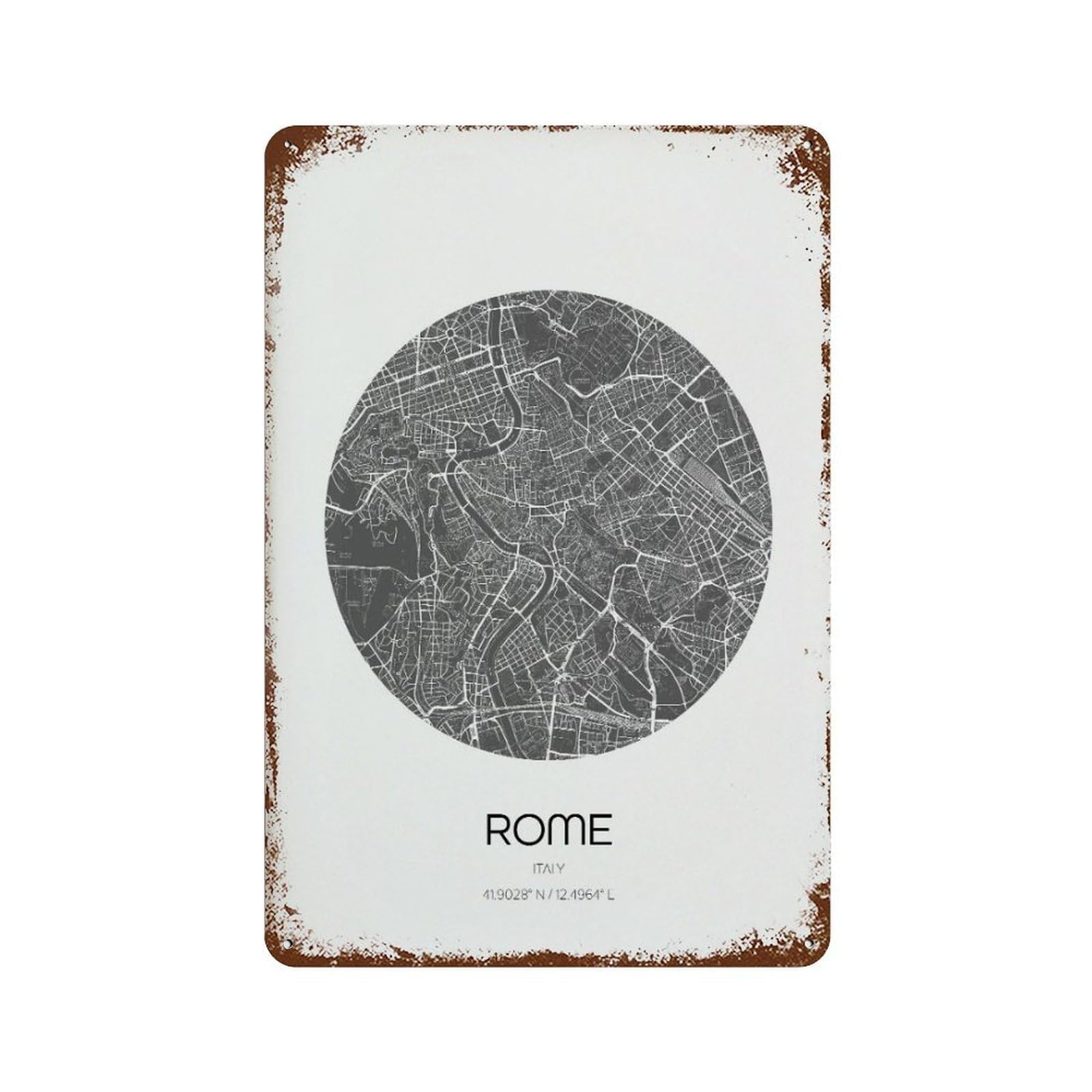 xiaoxiaoshen Rome Map Modern Home Decor Wall Decor Art Metal Tin Poster Modern Home Decor Art Home Bar Shop Decorations Vintage Sign 30x20cm