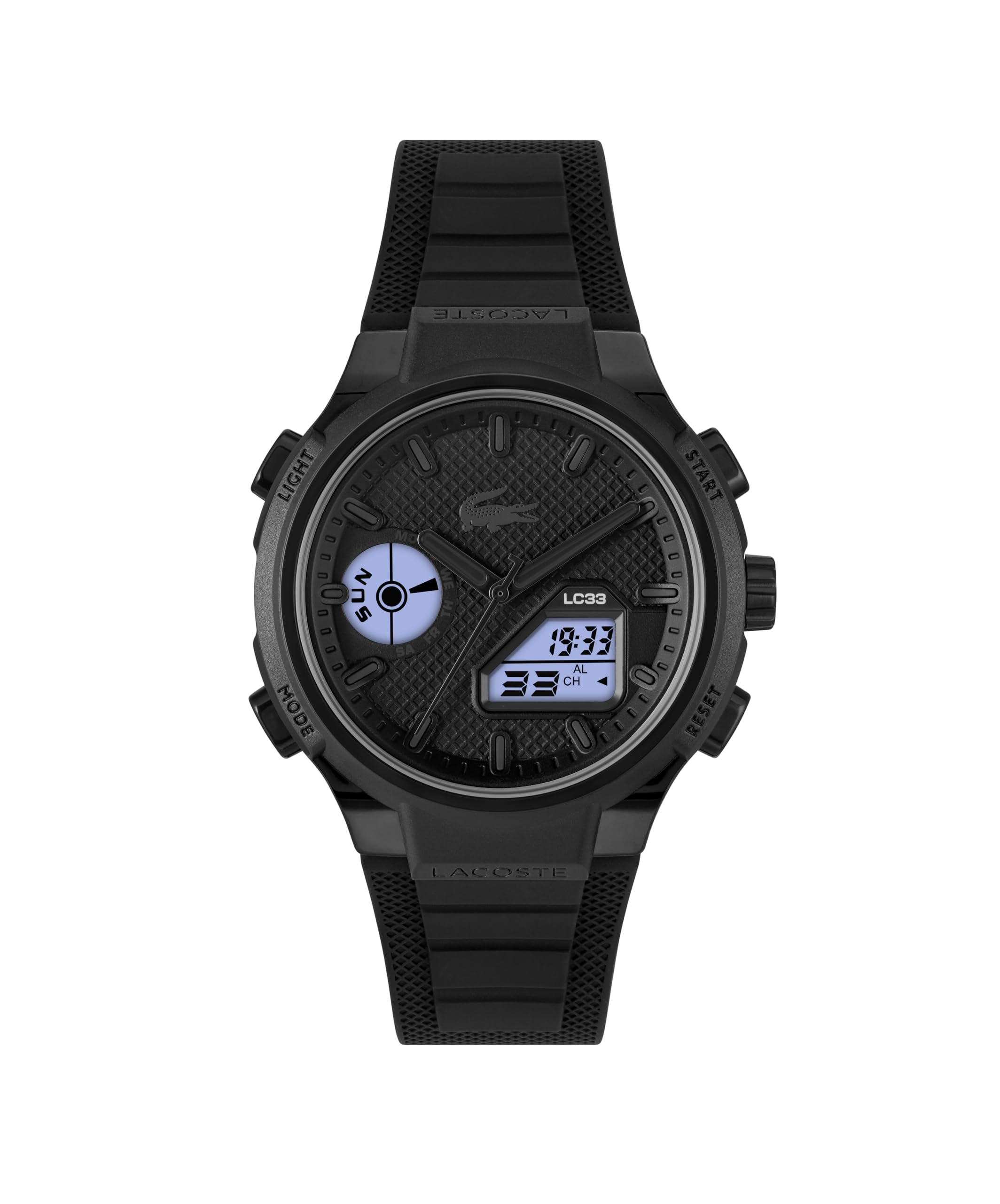 Lacoste Orologio Quarzo Multifunzione Analogico-Digitale da Uomo Collezione LC33 con Cinturino in Silicone Nero - 2011447